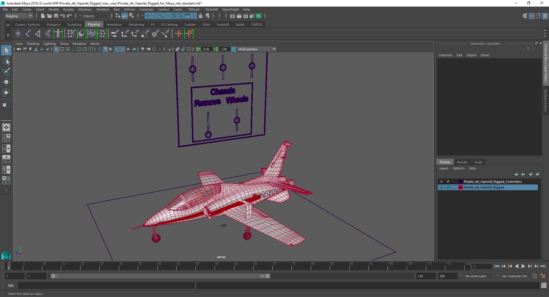 3D Private Jet ViperJet Rigged for Maya
