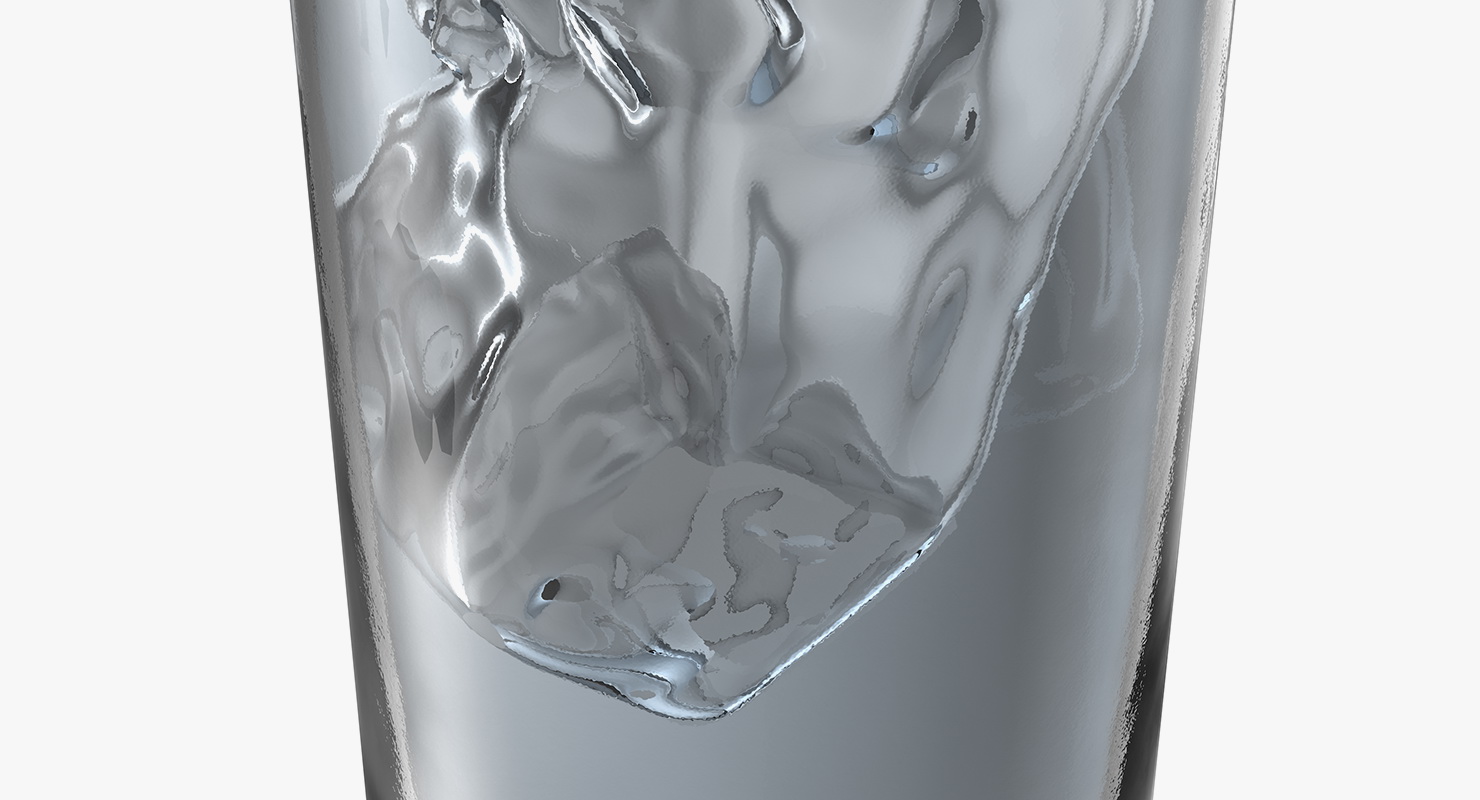 Ice Cube Water Splash in Cocktail Glass 3D model
