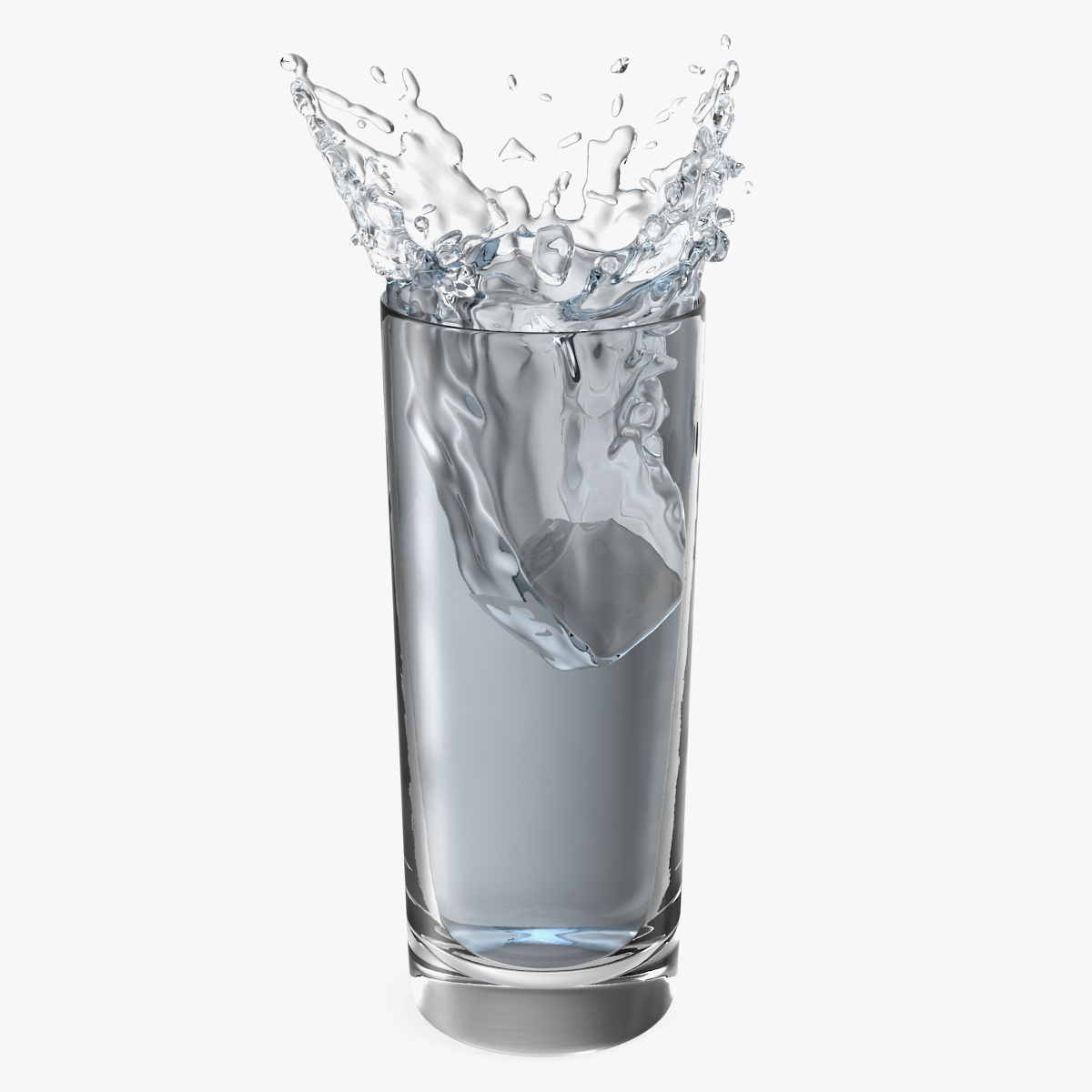 Ice Cube Water Splash in Cocktail Glass