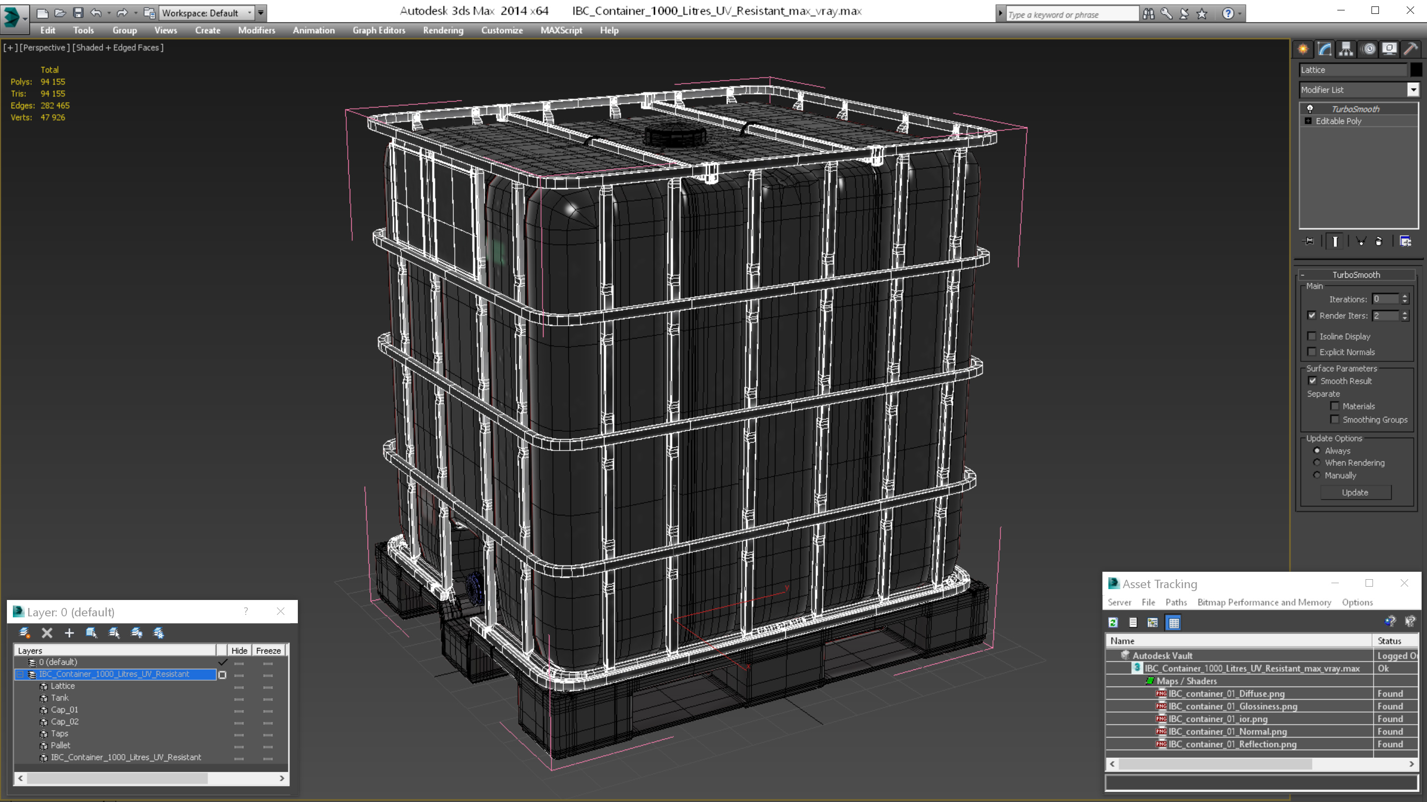 3D IBC Container 1000 Litres UV Resistant model