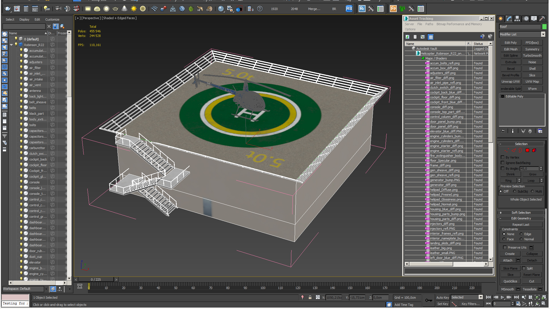 3D Helicopter Robinson R22 on Landing Pad model