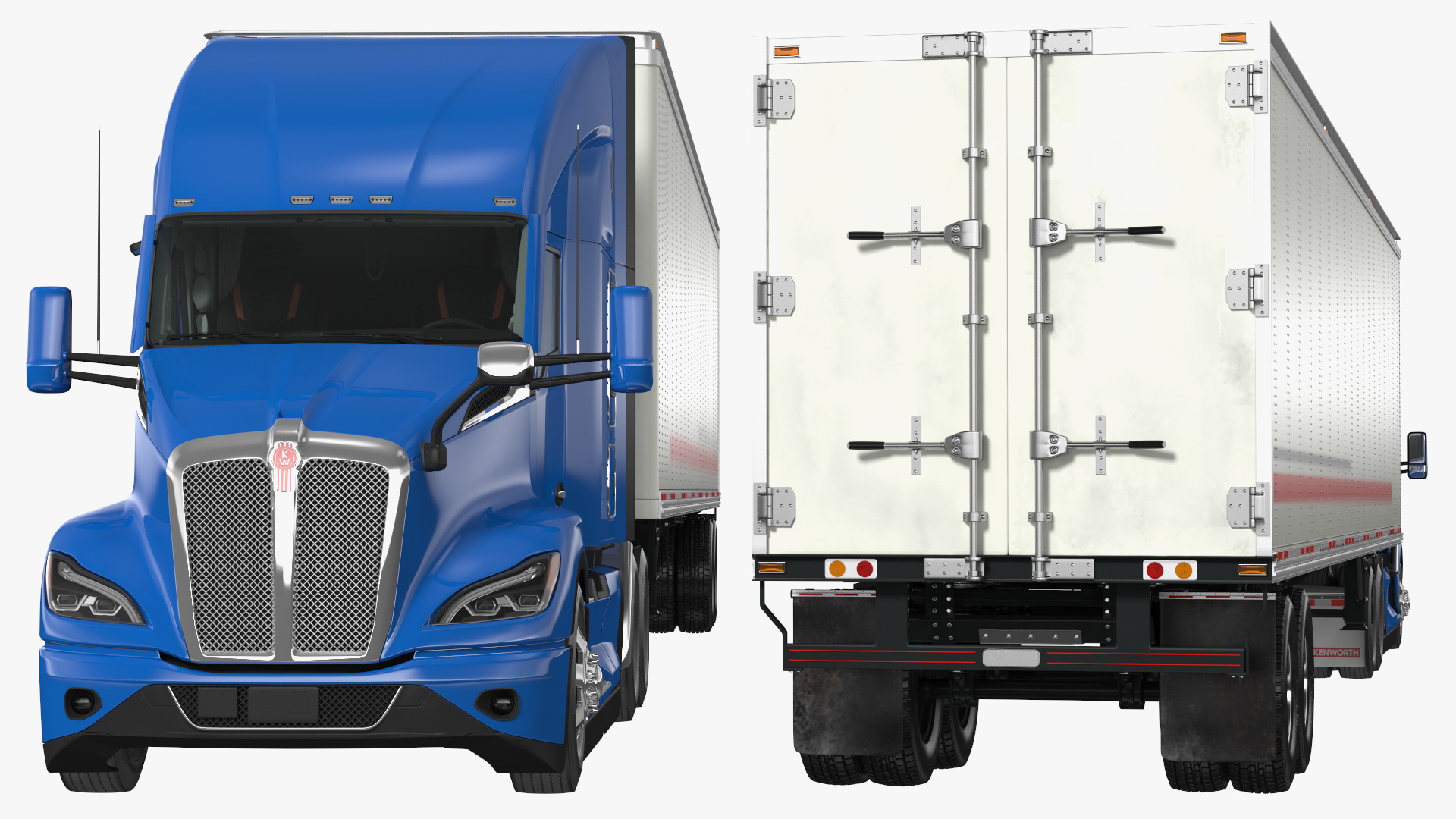 Kenworth Truck With Semi Trailer Rigged 3D model