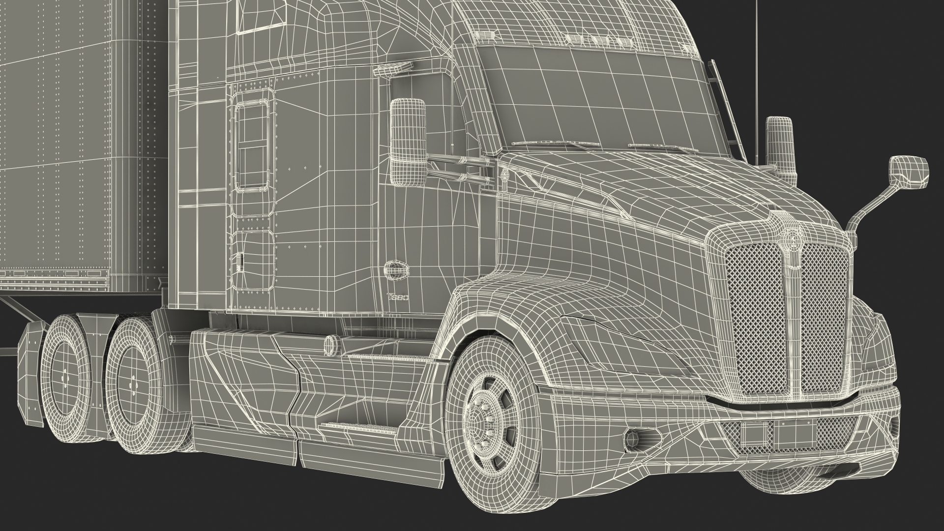 Kenworth Truck With Semi Trailer Rigged 3D model