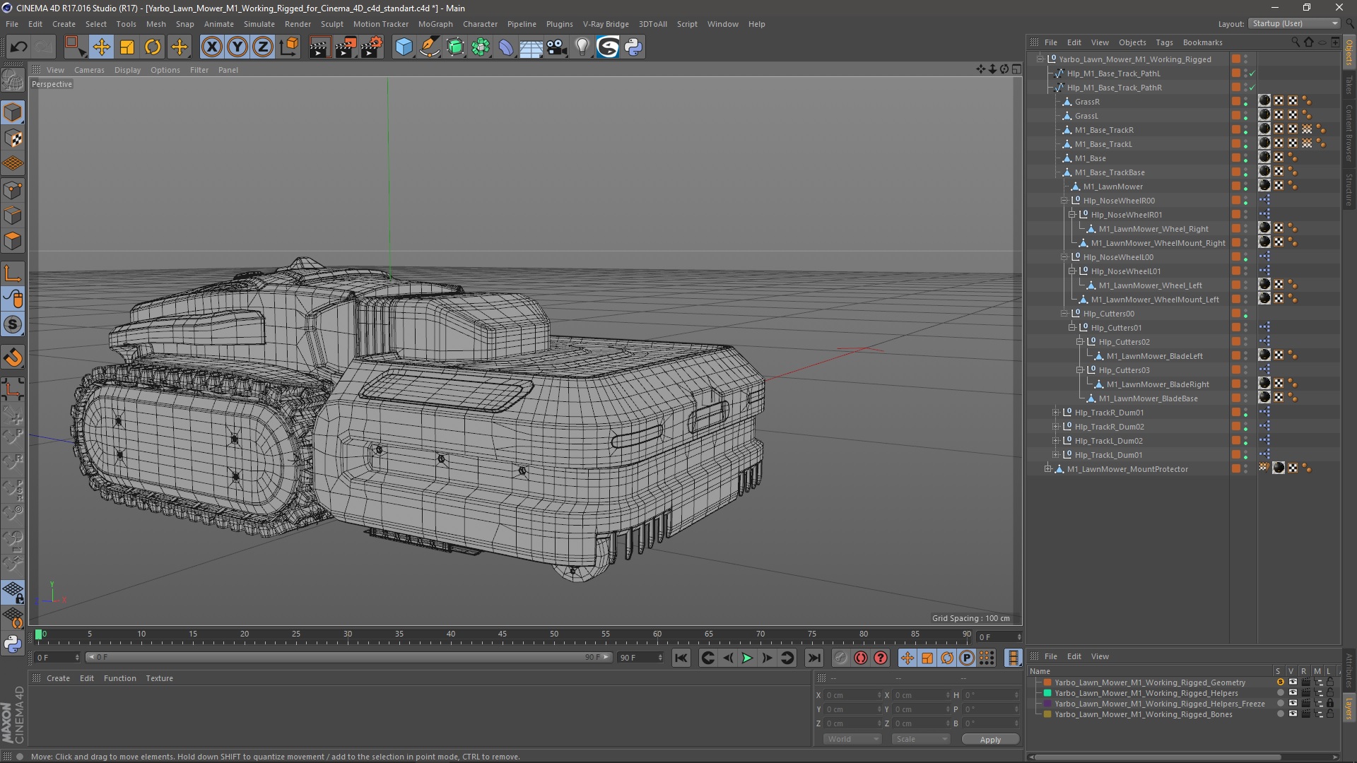 3D Yarbo Lawn Mower M1 Working Rigged for Cinema 4D model
