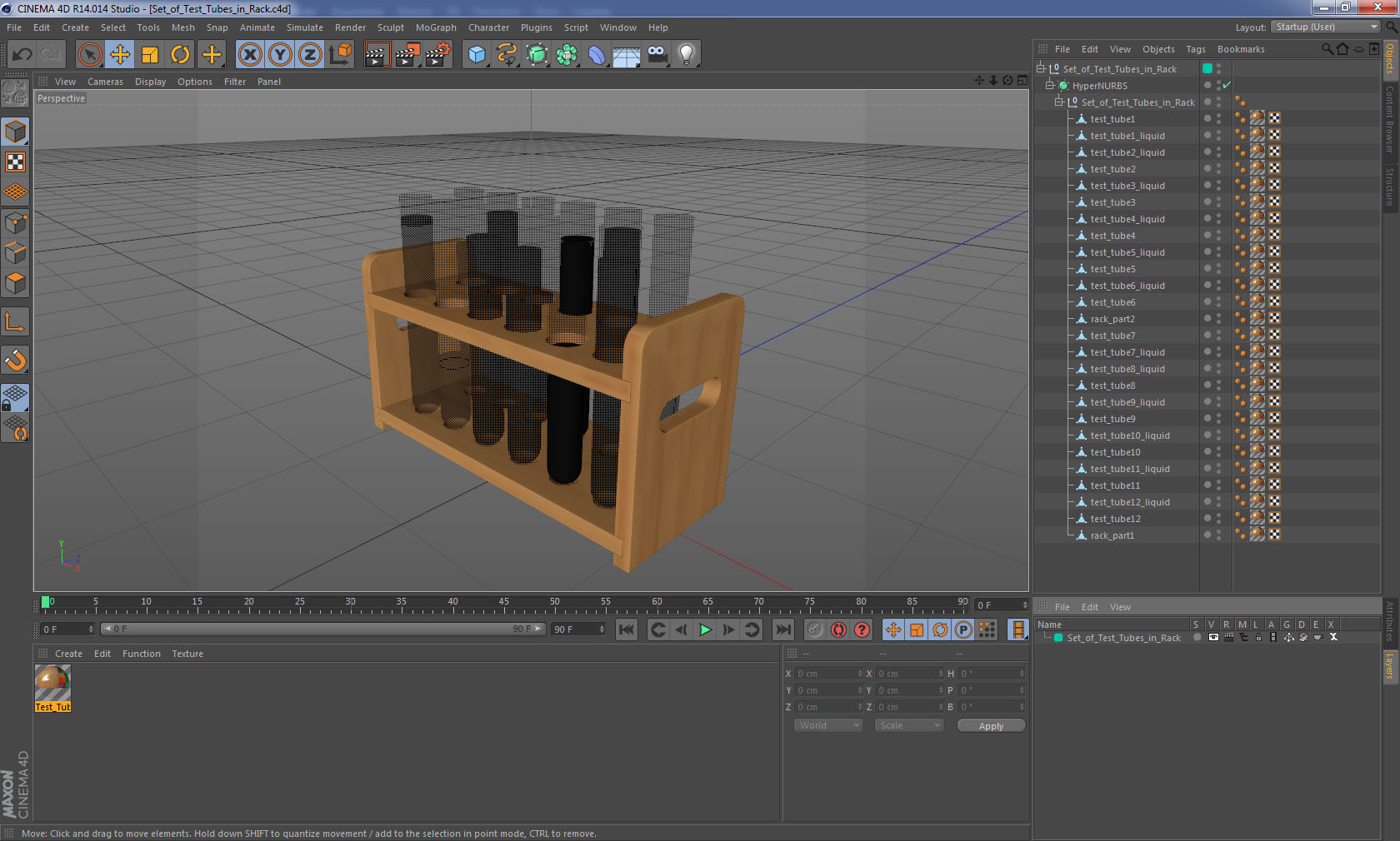 3D model Set of Test Tubes in Rack