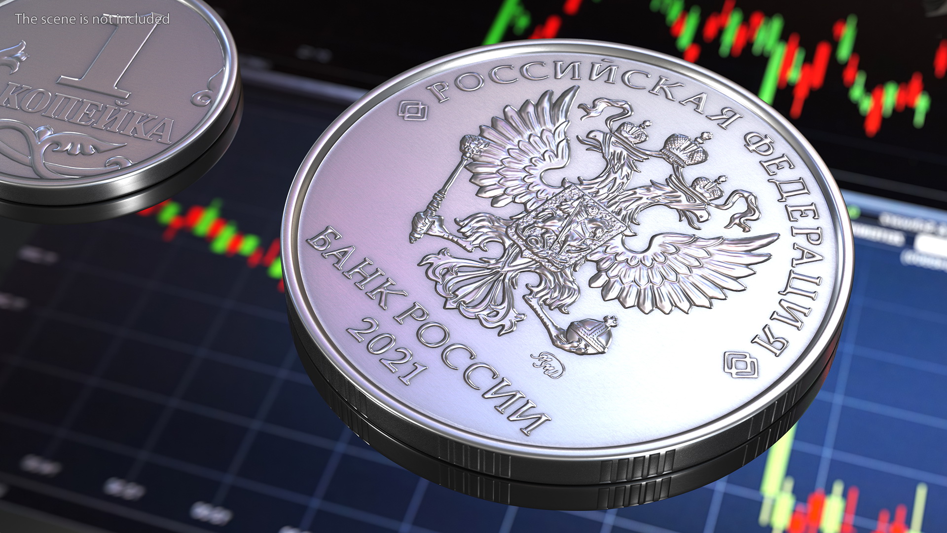 3D Russian 5 Rubles Coin