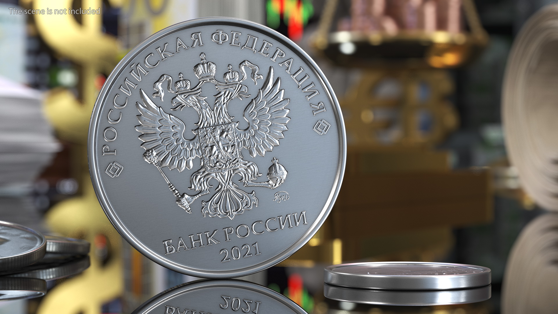 3D Russian 5 Rubles Coin