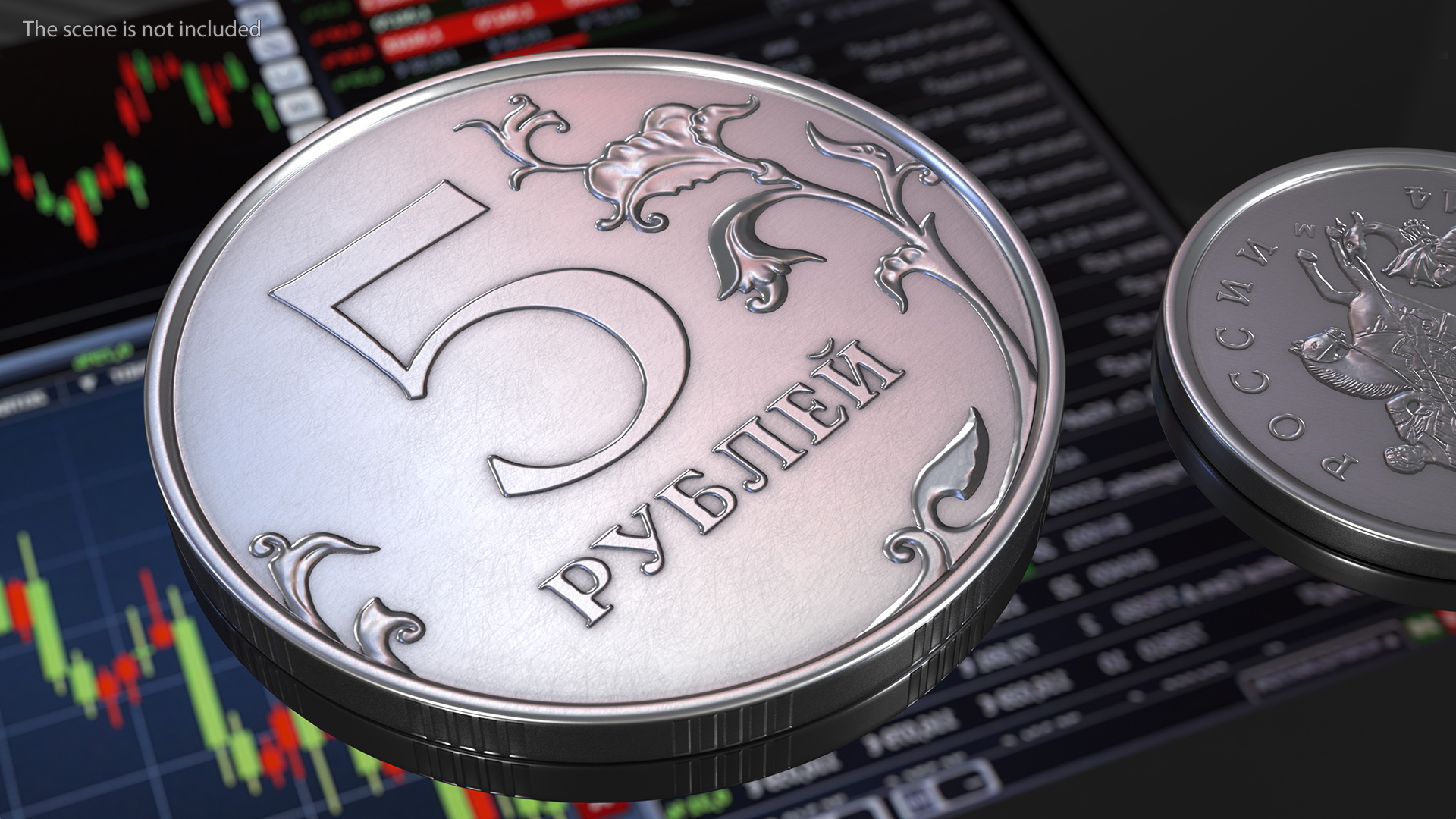 3D Russian 5 Rubles Coin