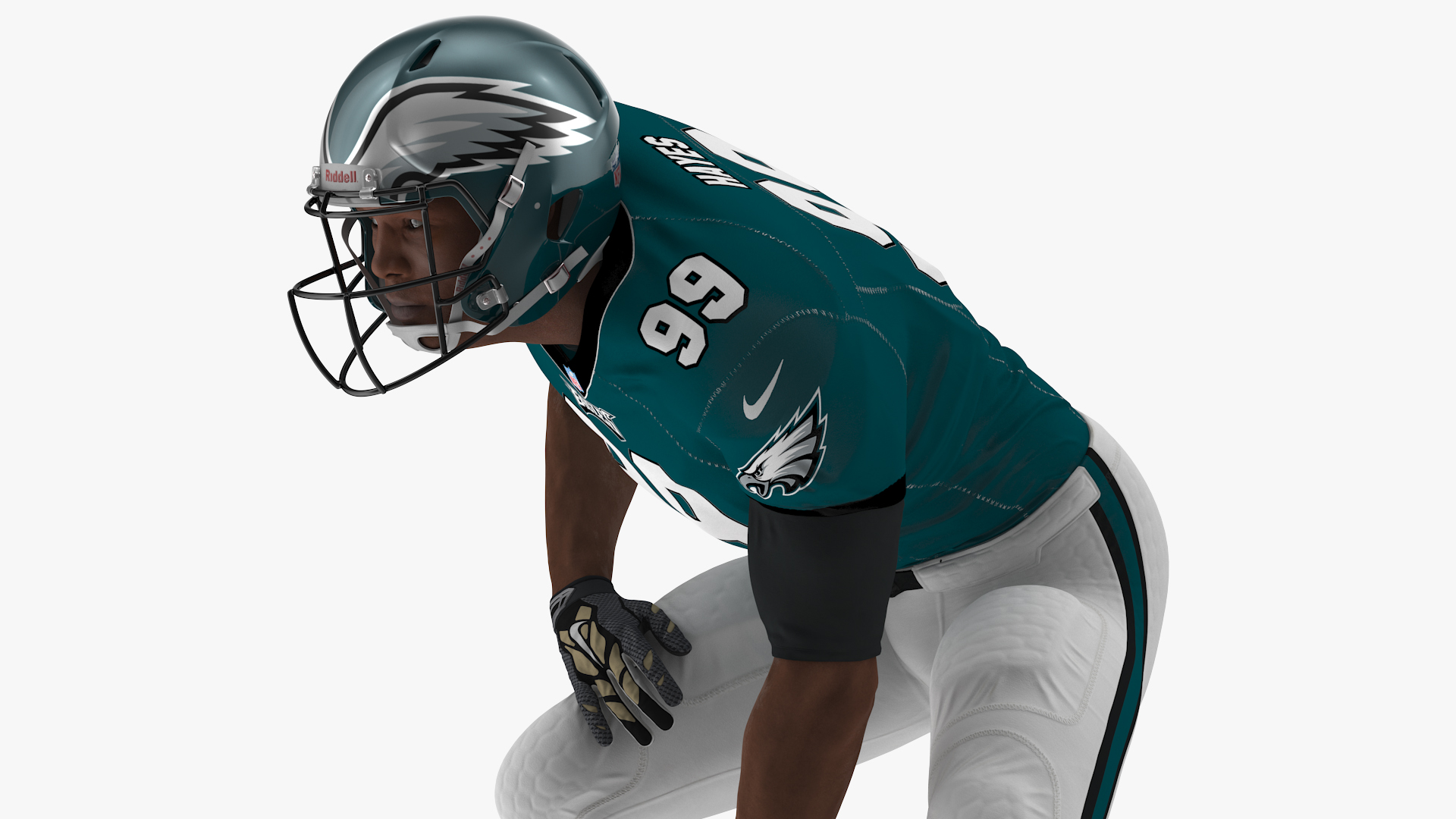 3D Philadelphia Eagles American Football Player Crouching Fur model