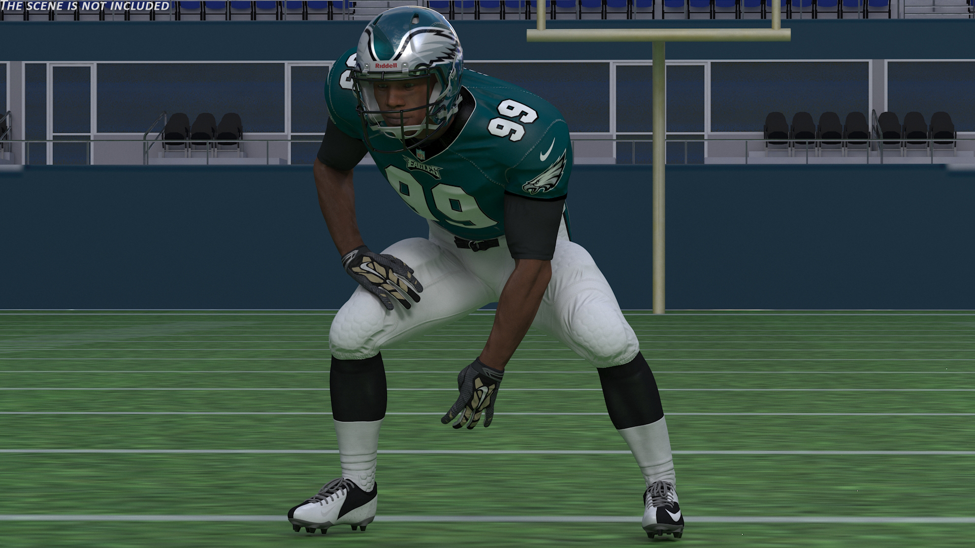 3D Philadelphia Eagles American Football Player Crouching Fur model