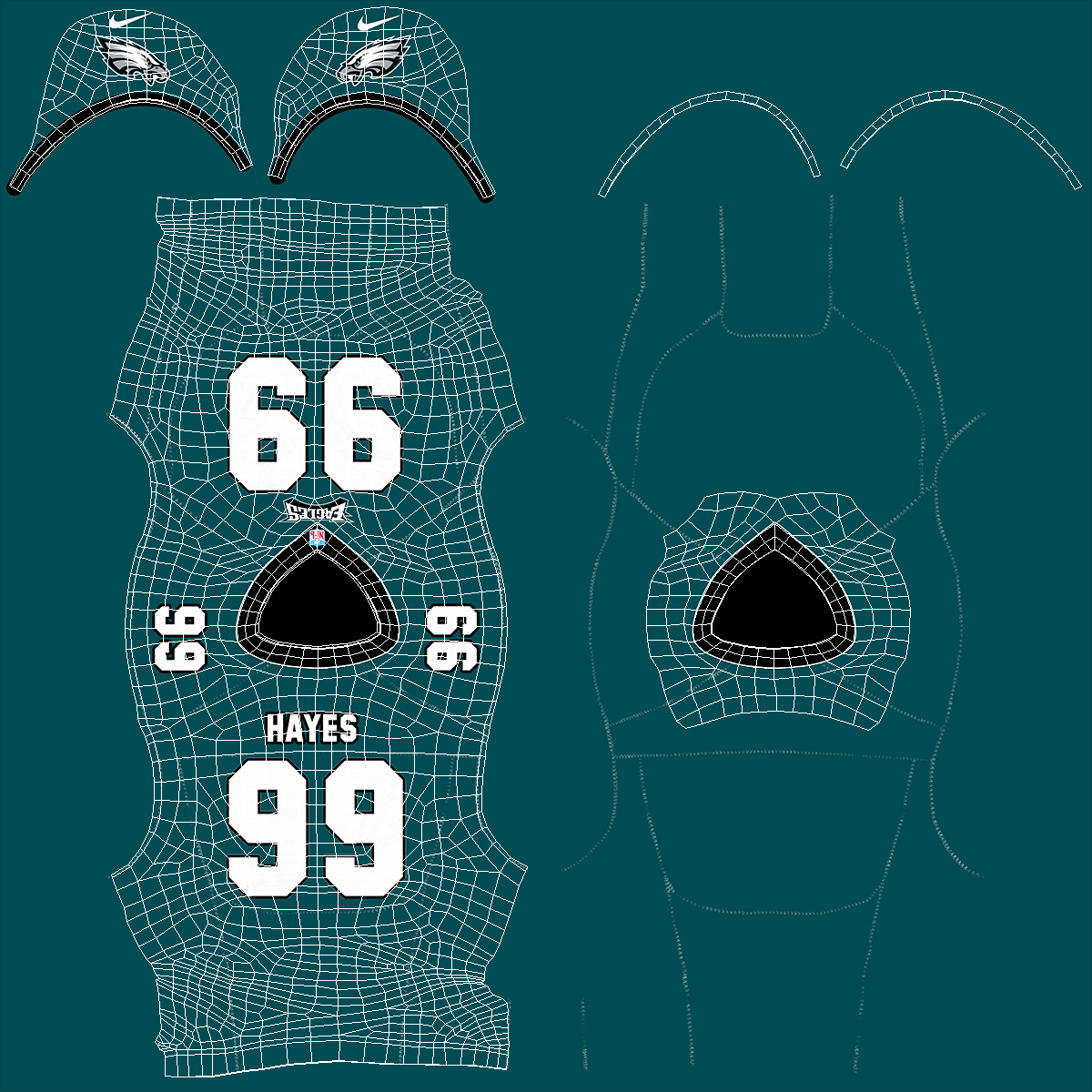 3D Philadelphia Eagles American Football Player Crouching Fur model