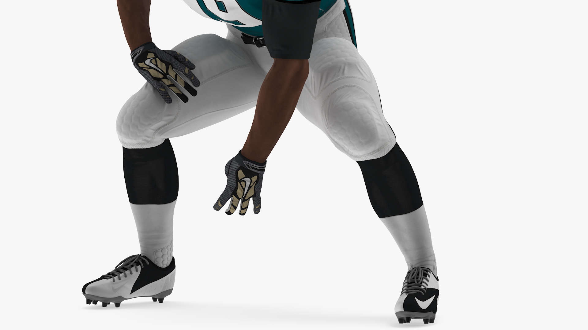 3D Philadelphia Eagles American Football Player Crouching Fur model