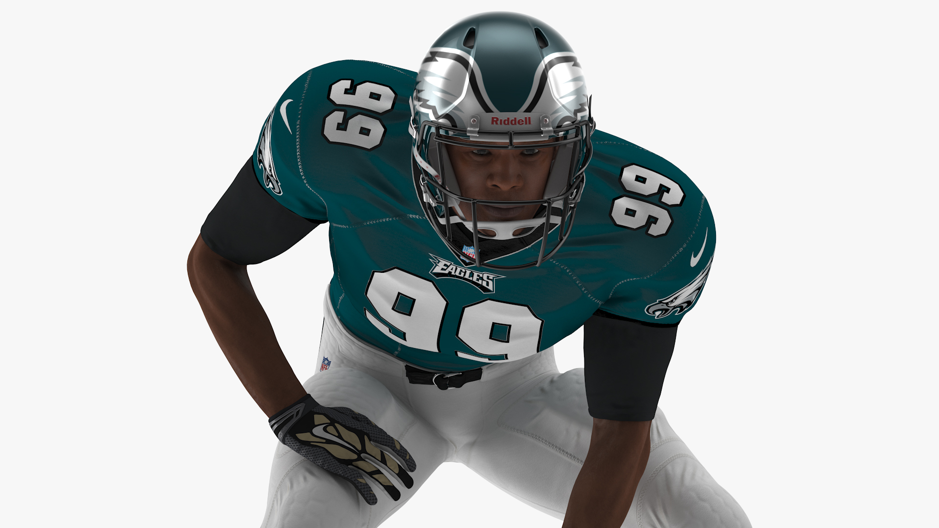 3D Philadelphia Eagles American Football Player Crouching Fur model