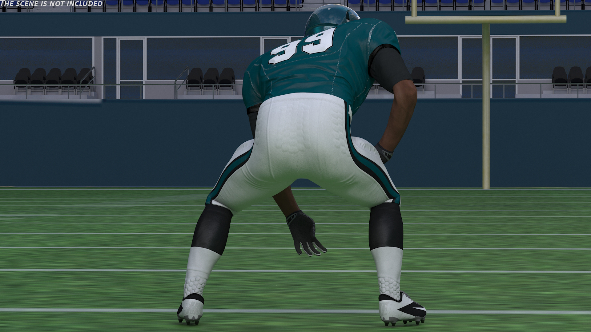 3D Philadelphia Eagles American Football Player Crouching Fur model