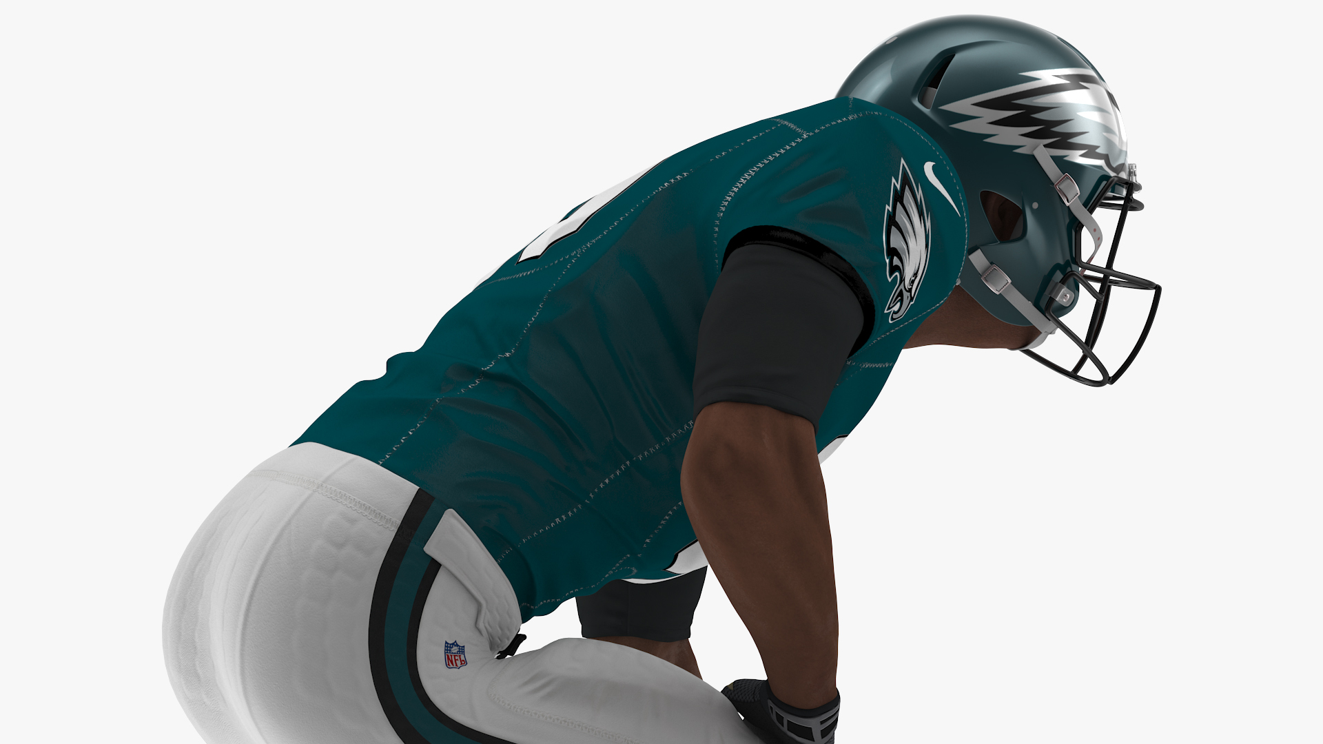 3D Philadelphia Eagles American Football Player Crouching Fur model