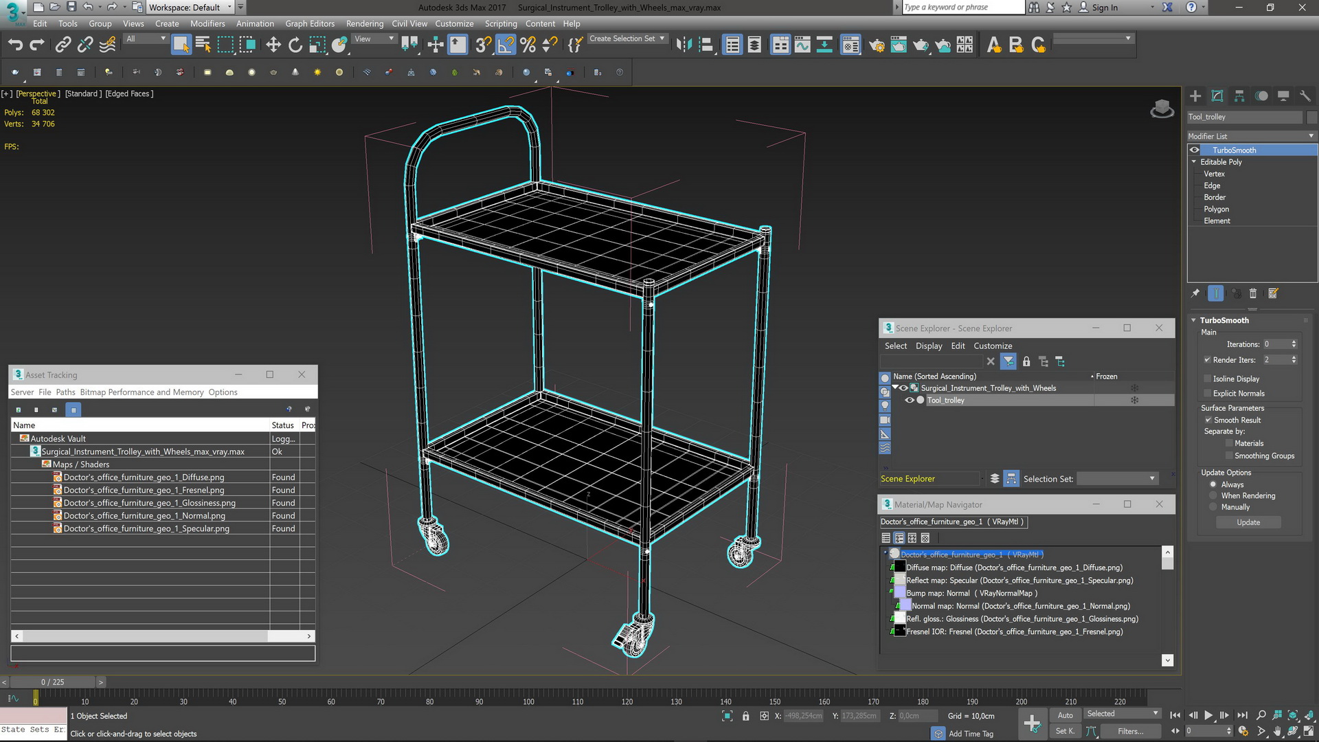 Surgical Instrument Trolley with Wheels 3D model