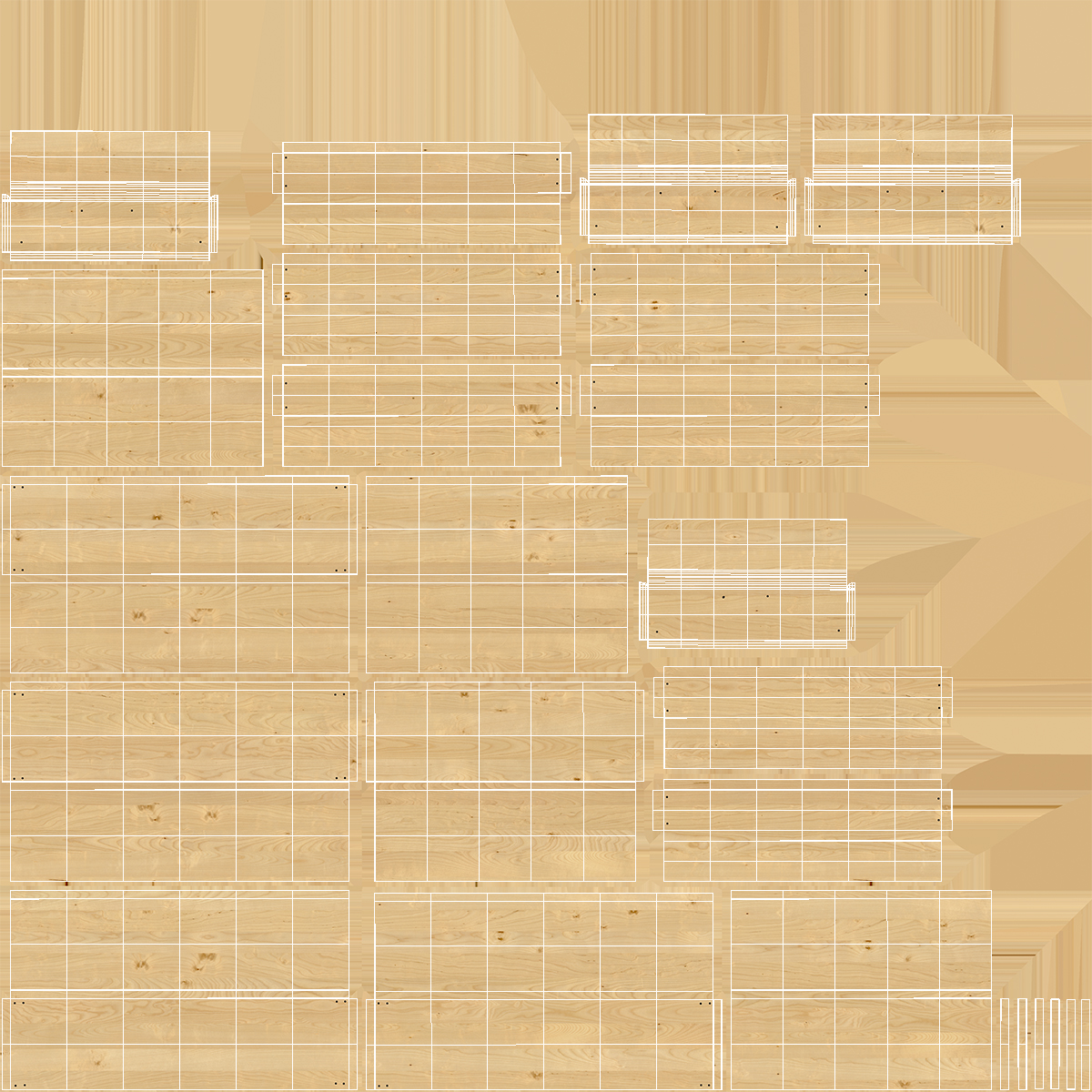 3D Large High Wooden Fruit Packaging of Boards model