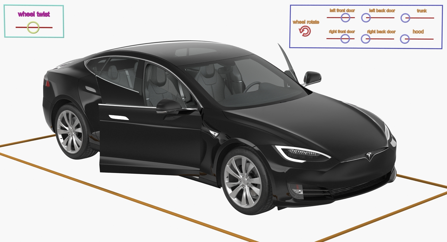 Tesla Model S 75D 2017 Rigged 3D model