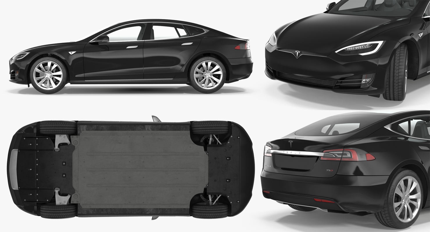 Tesla Model S 75D 2017 Rigged 3D model