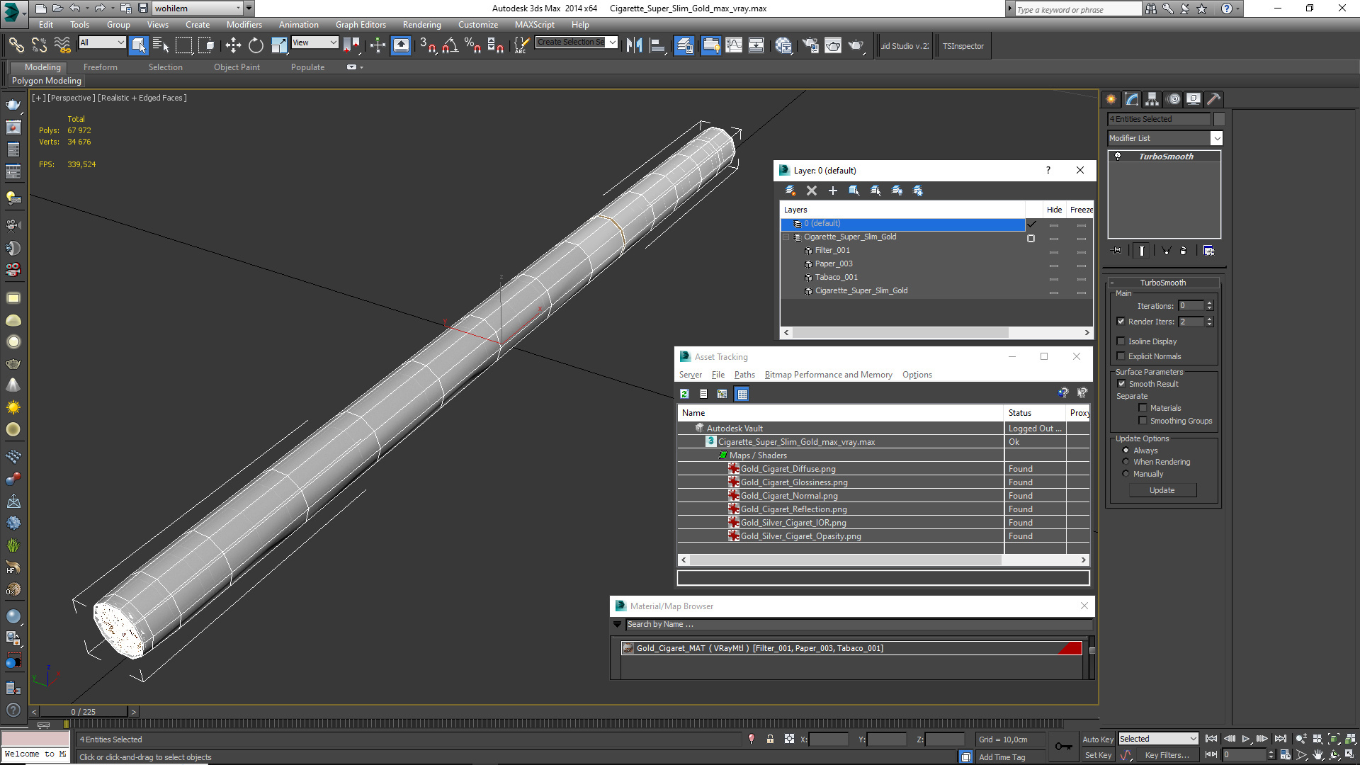 3D model Cigarette Super Slim Gold