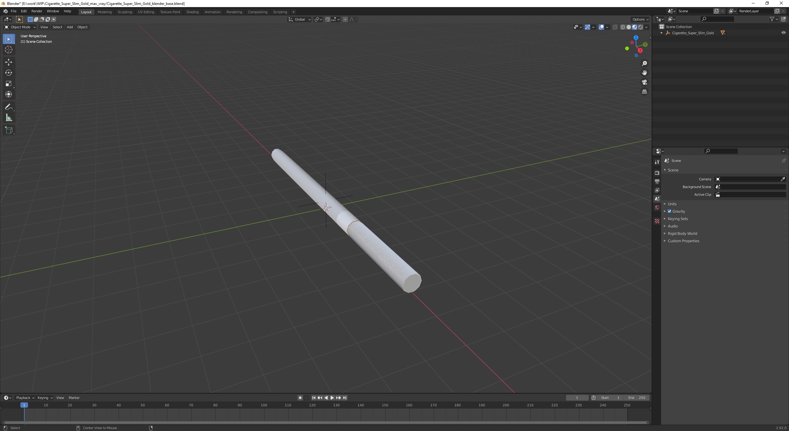 3D model Cigarette Super Slim Gold