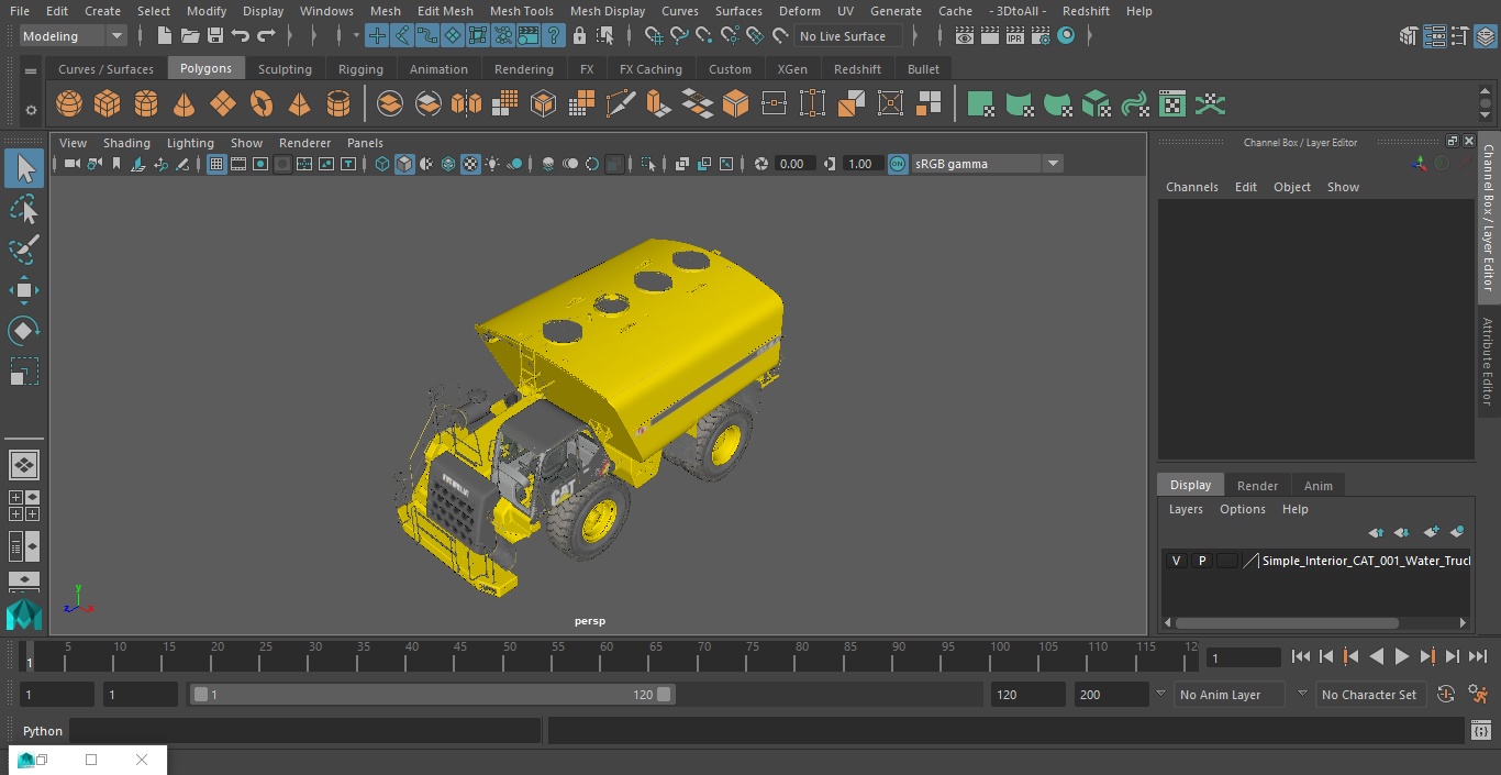 3D model Simple Interior CAT 775 Water Truck