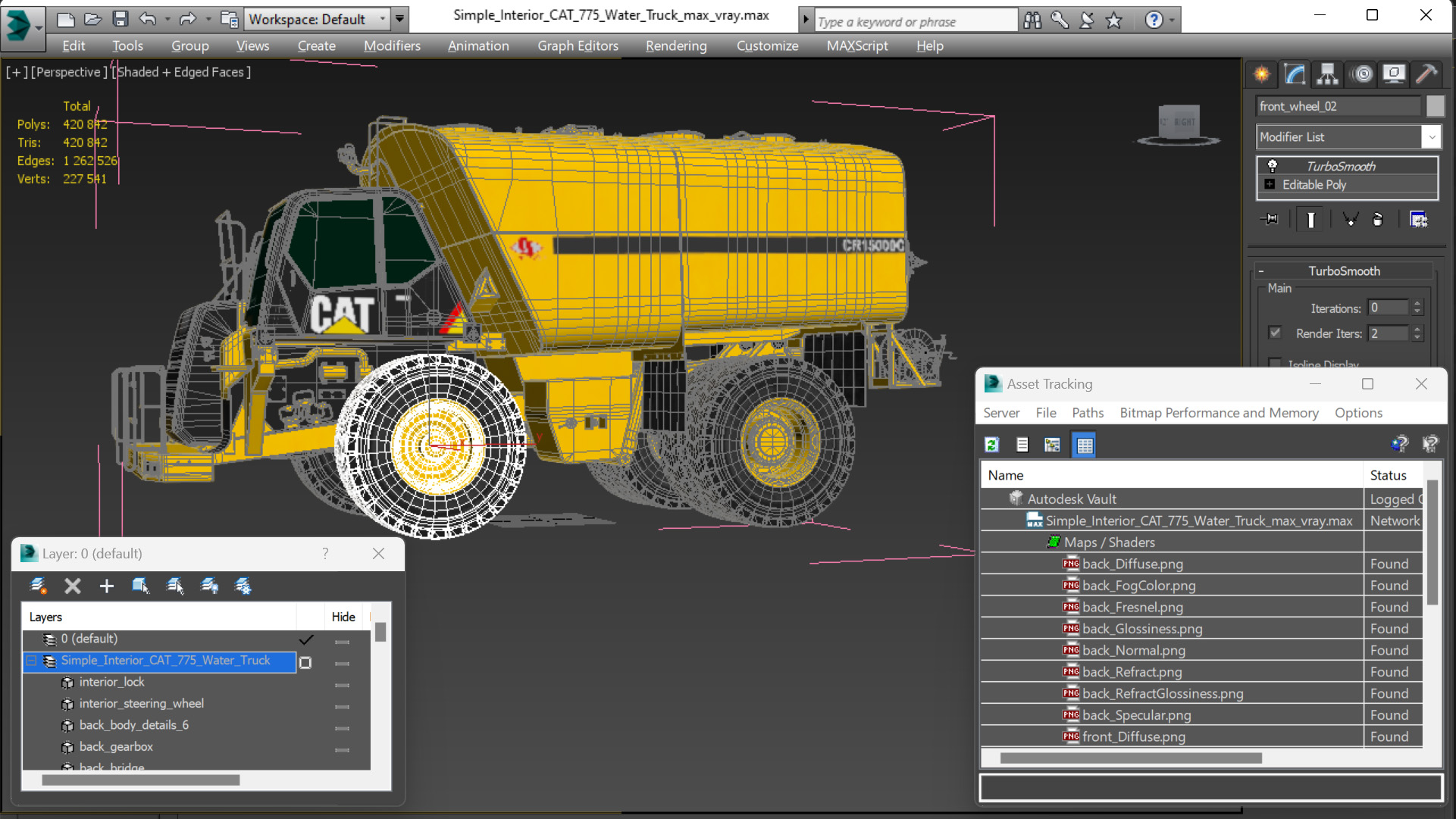 3D model Simple Interior CAT 775 Water Truck