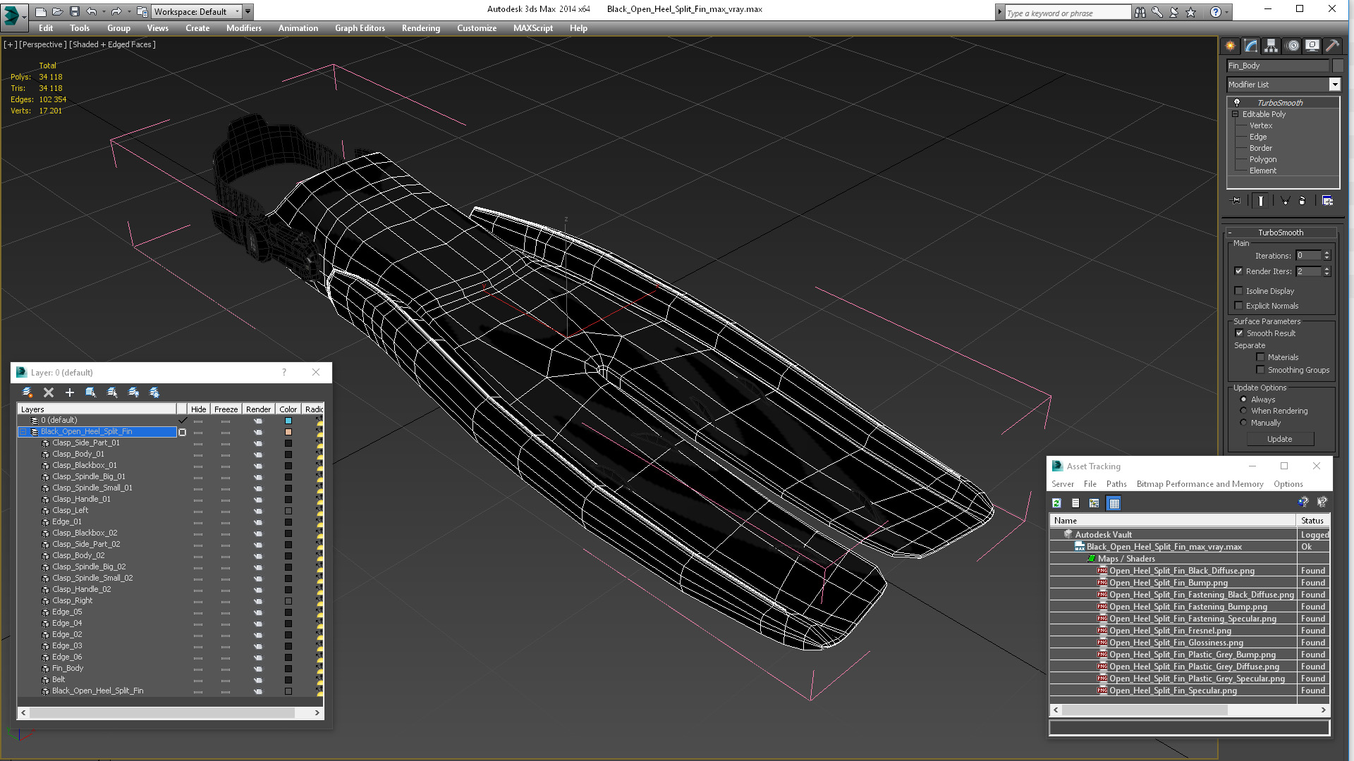 3D model Black Open Heel Split Fin