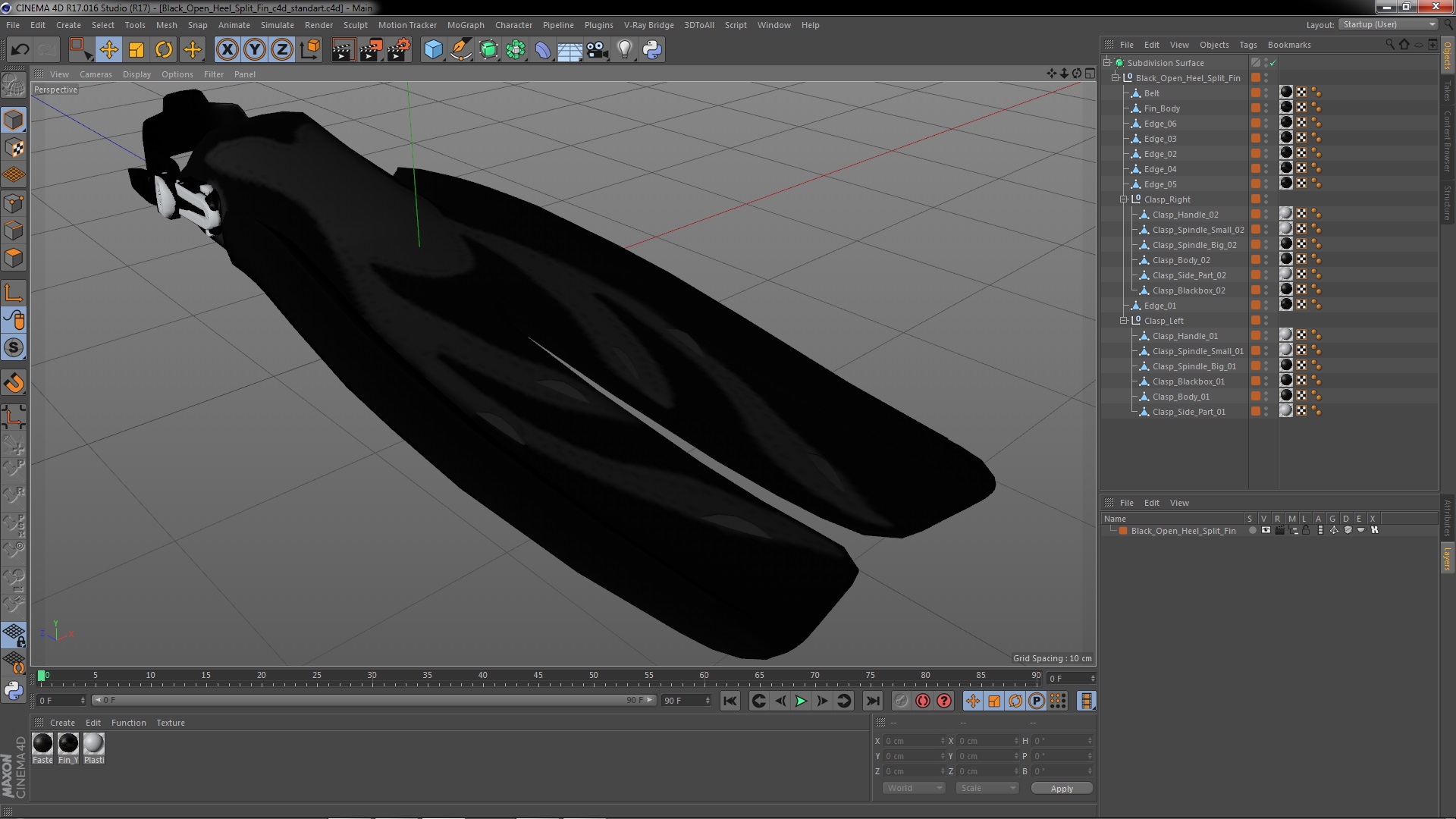 3D model Black Open Heel Split Fin