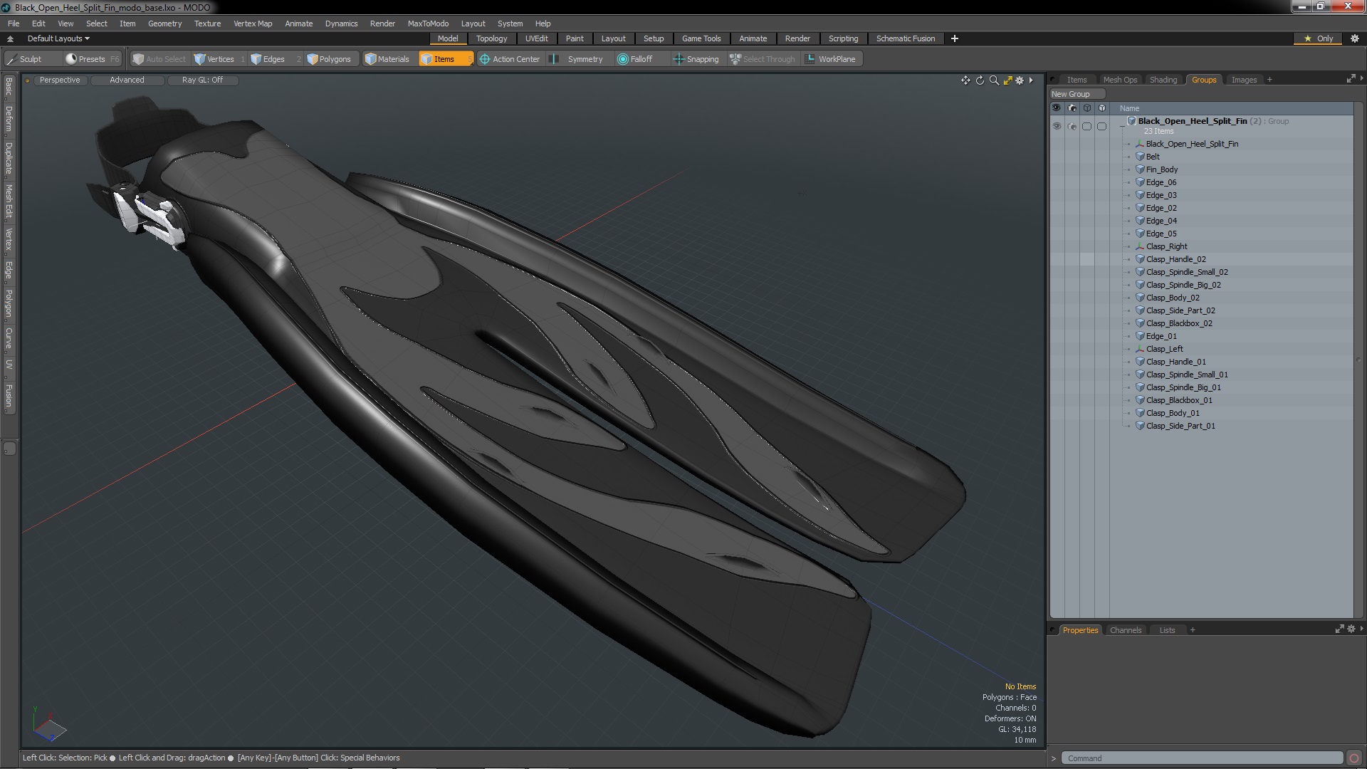 3D model Black Open Heel Split Fin