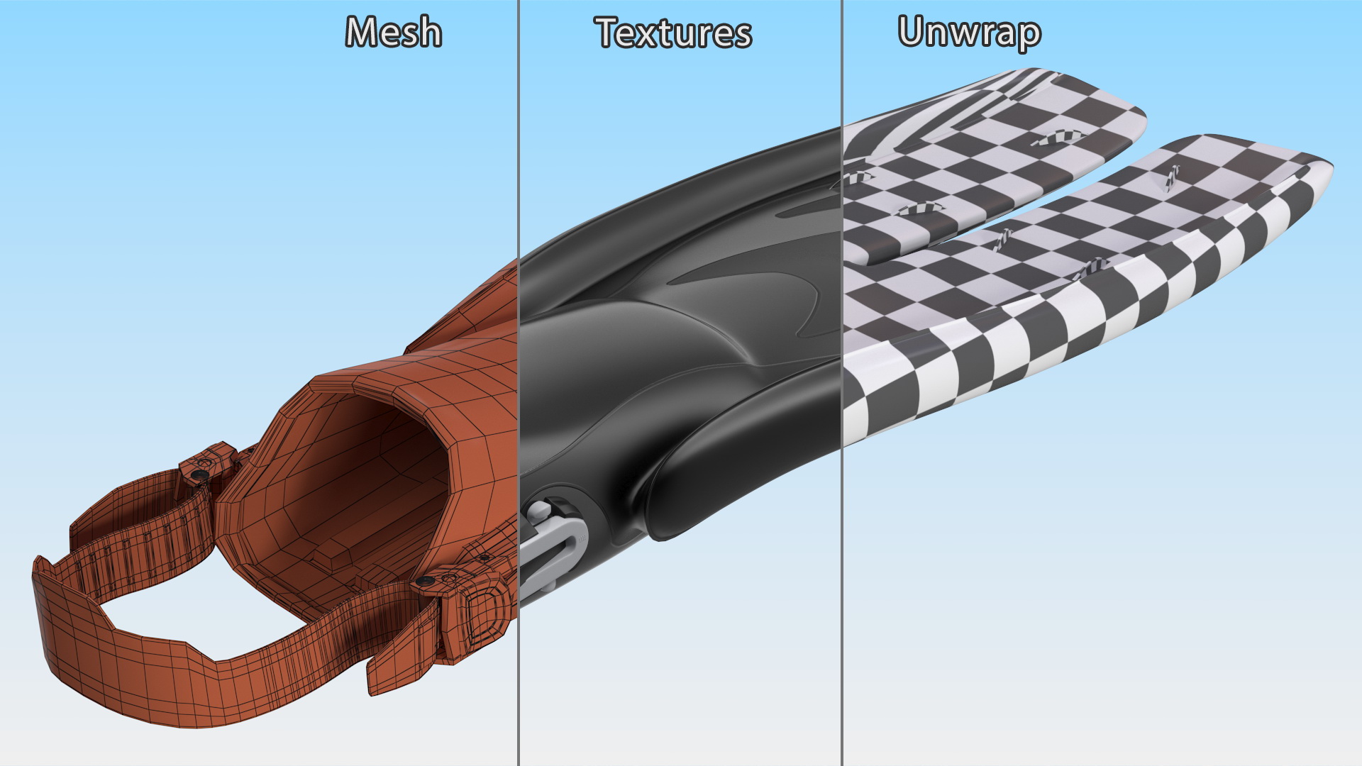 3D model Black Open Heel Split Fin