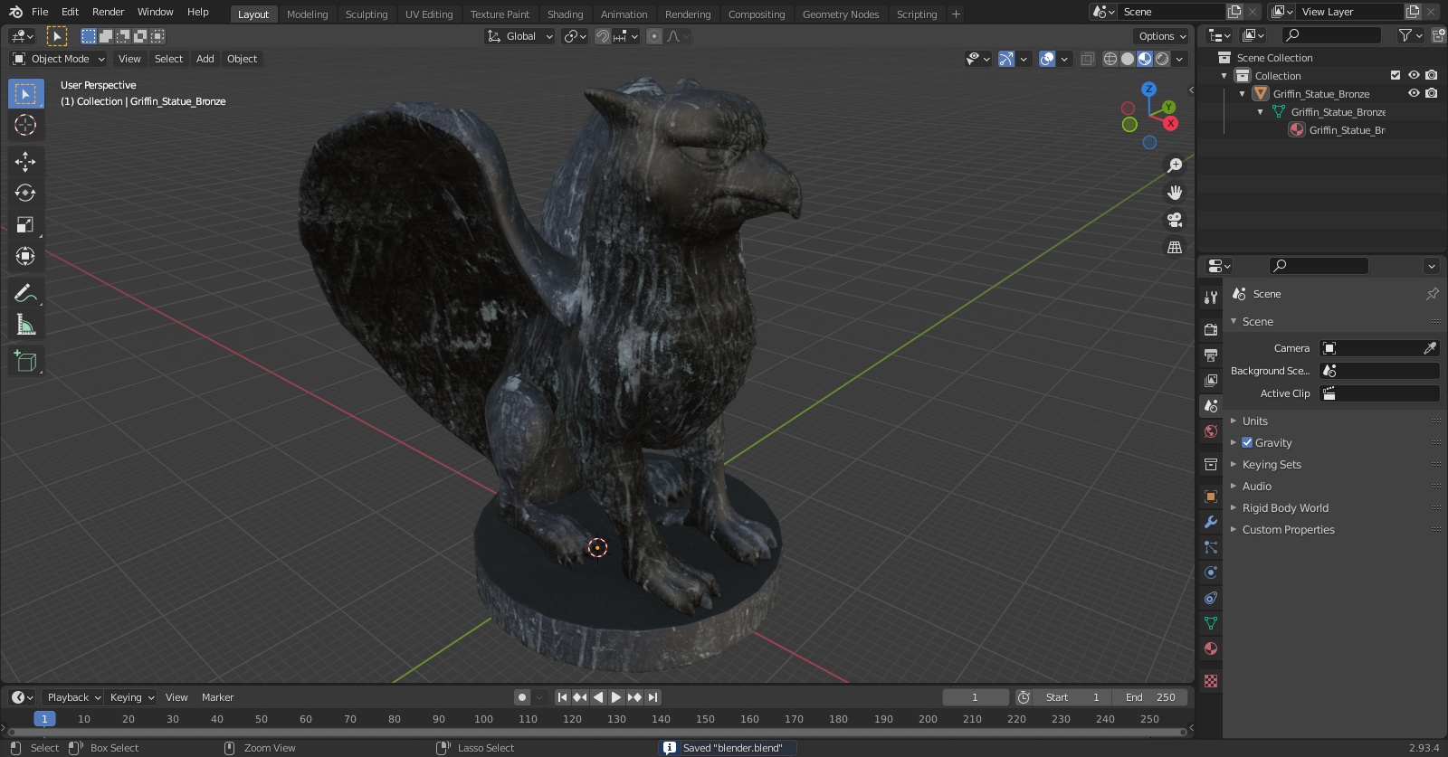 Griffin Statue Bronze for 3D Print 3D model