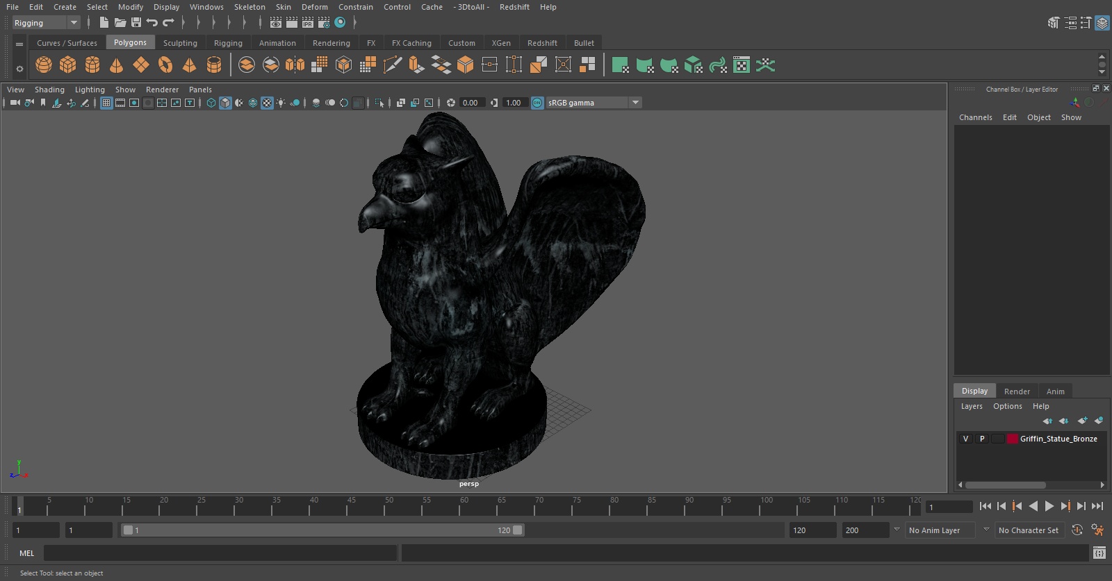 Griffin Statue Bronze for 3D Print 3D model