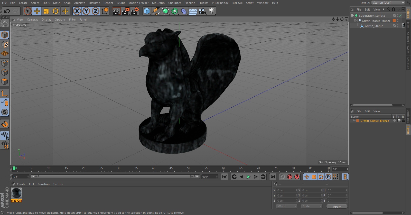 Griffin Statue Bronze for 3D Print 3D model
