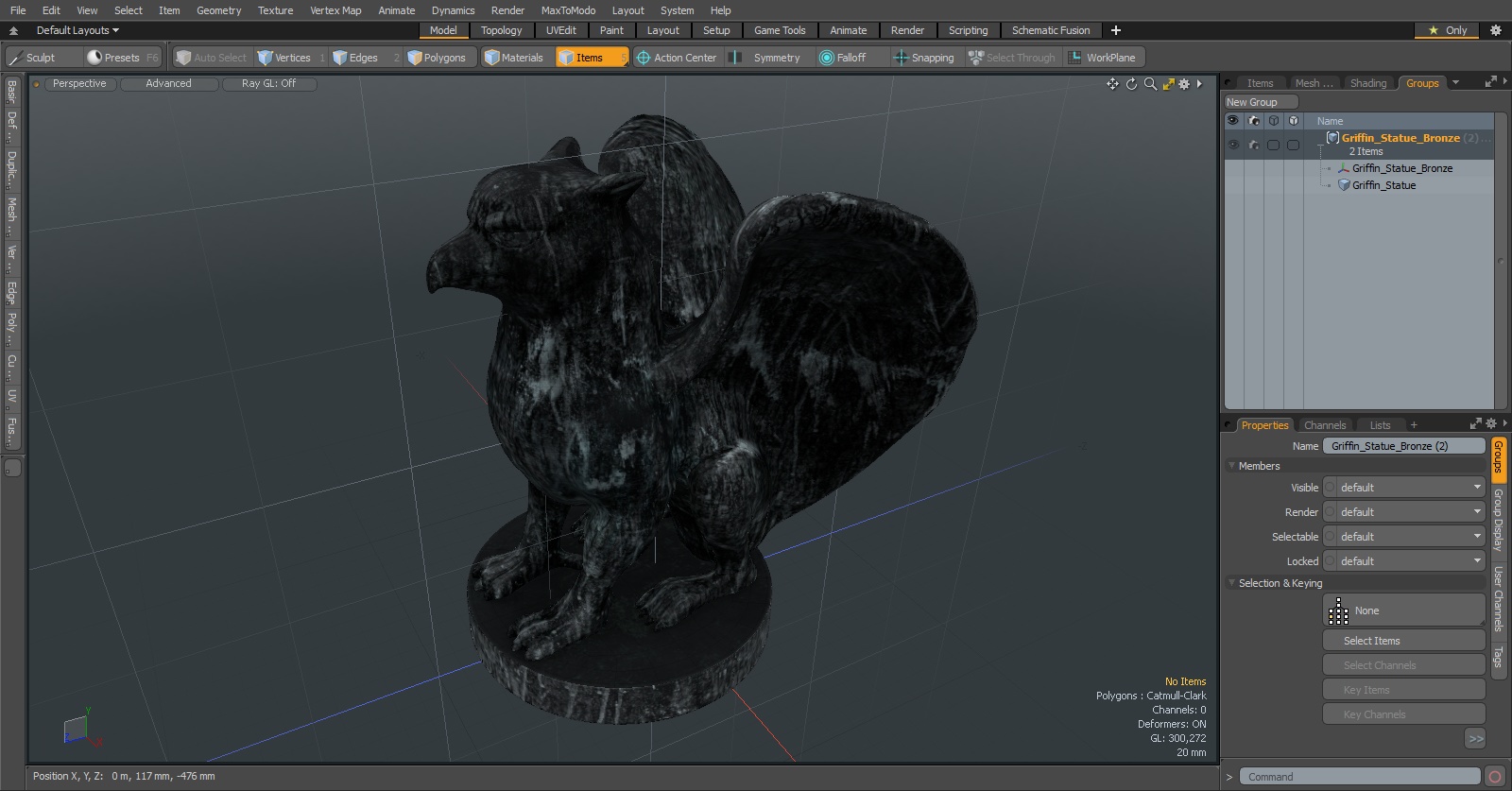 Griffin Statue Bronze for 3D Print 3D model