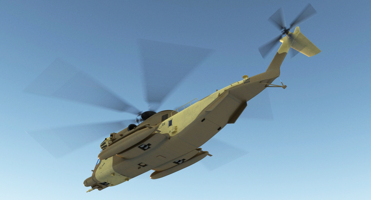 3D Combat Helicopter Sikorsky MH 53 Pave Low Rigged model