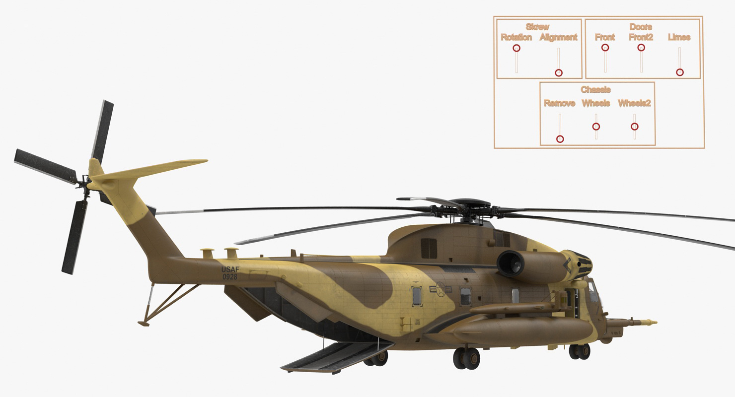 3D Combat Helicopter Sikorsky MH 53 Pave Low Rigged model