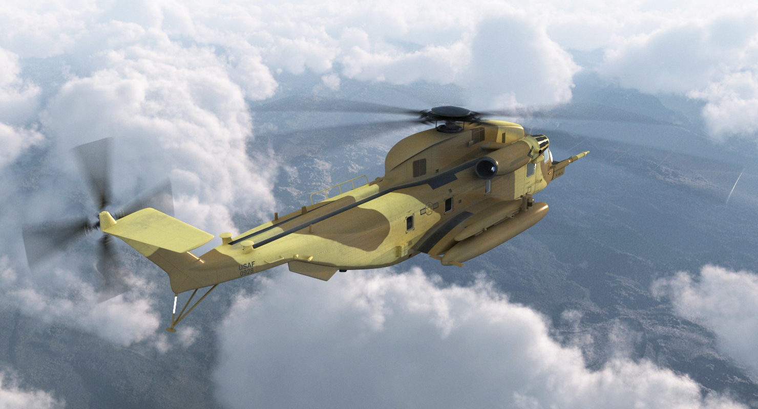 3D Combat Helicopter Sikorsky MH 53 Pave Low Rigged model