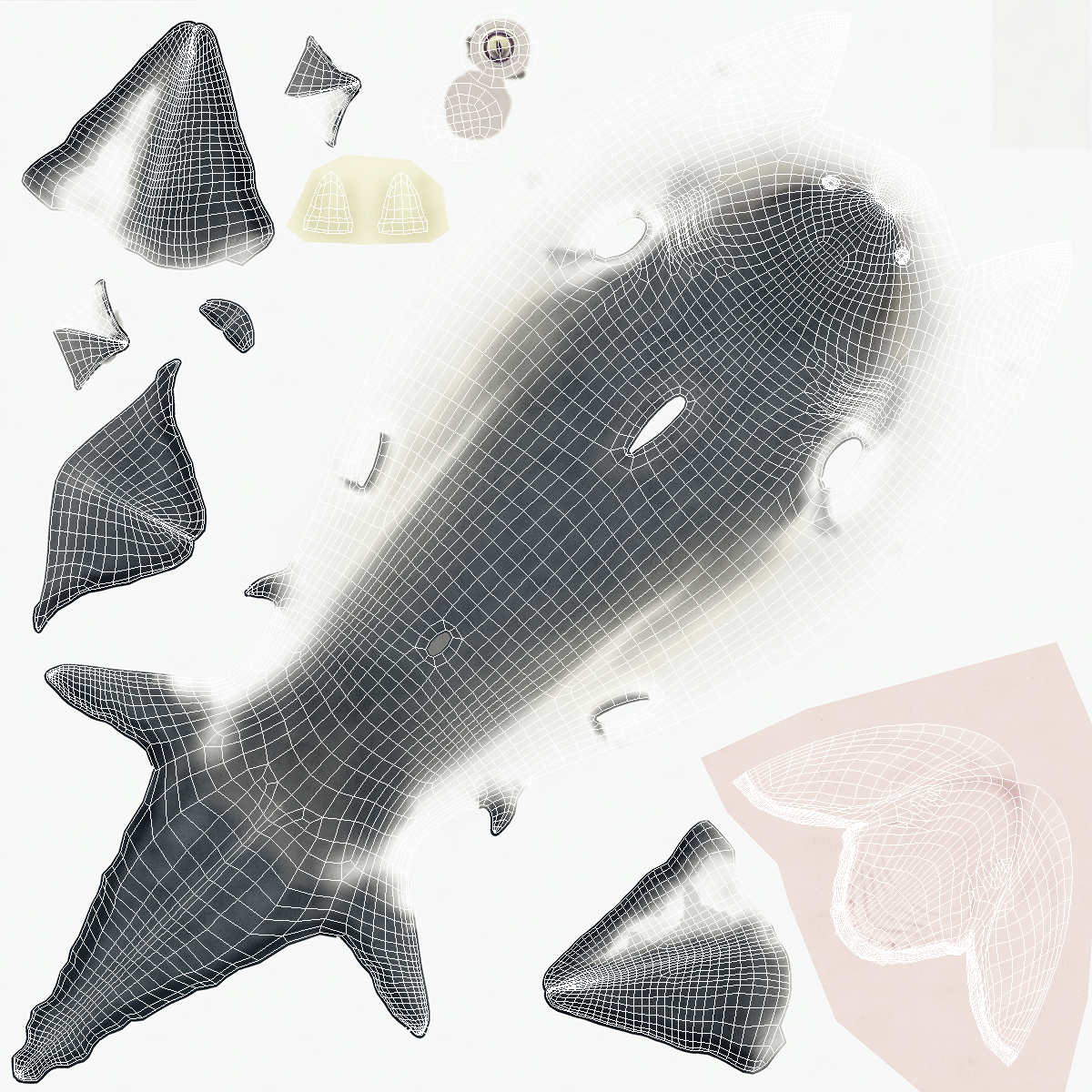 3D Caribbean Reef Shark Rigged for Maya