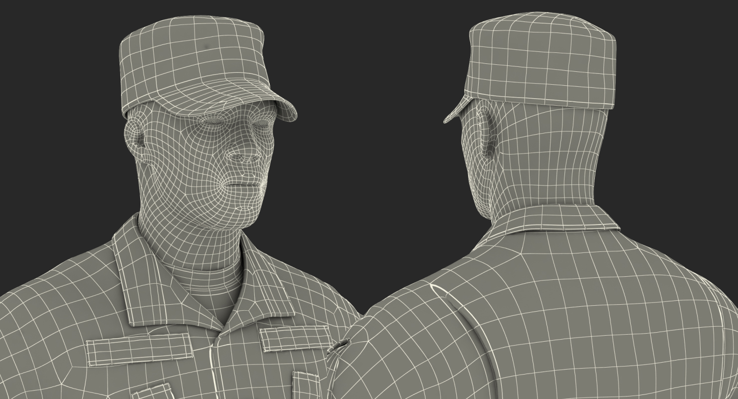 3D African-American US Soldier ACU Rigged model