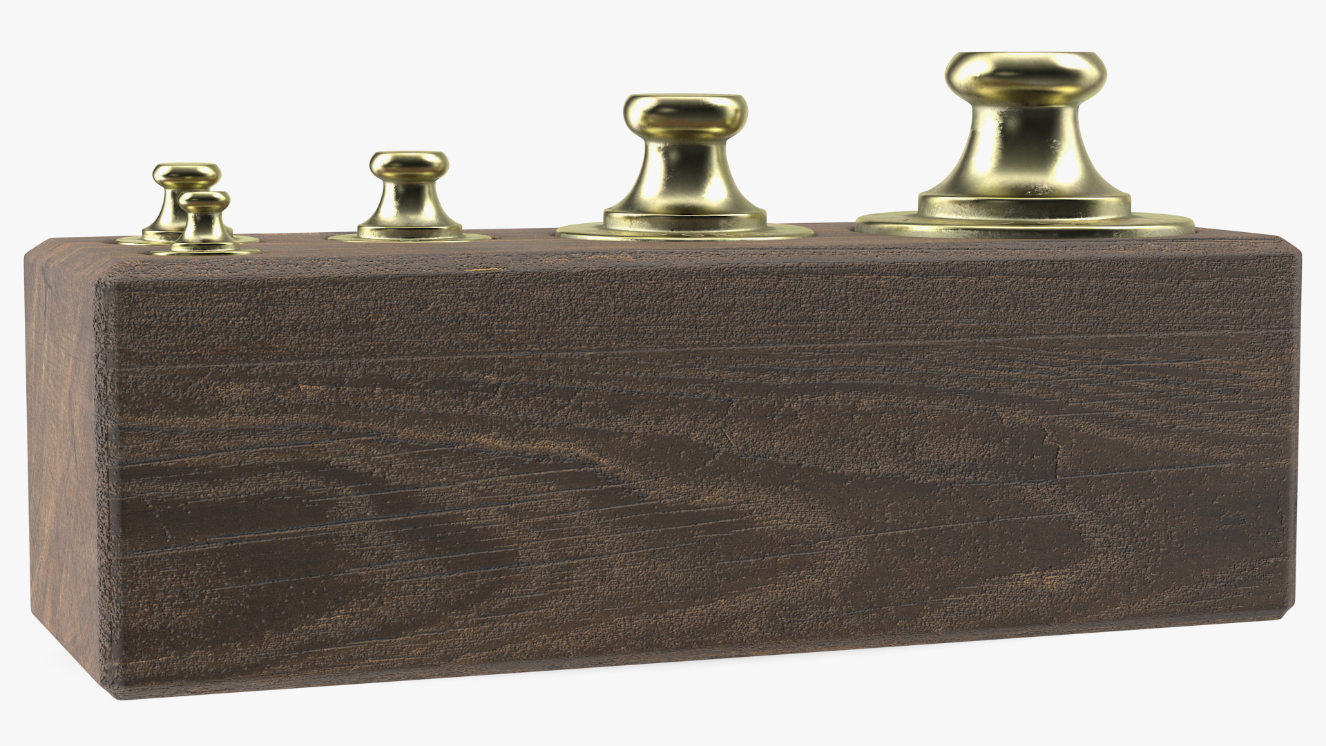 3D Vintage Balance Scale Weights in Wooden Box model