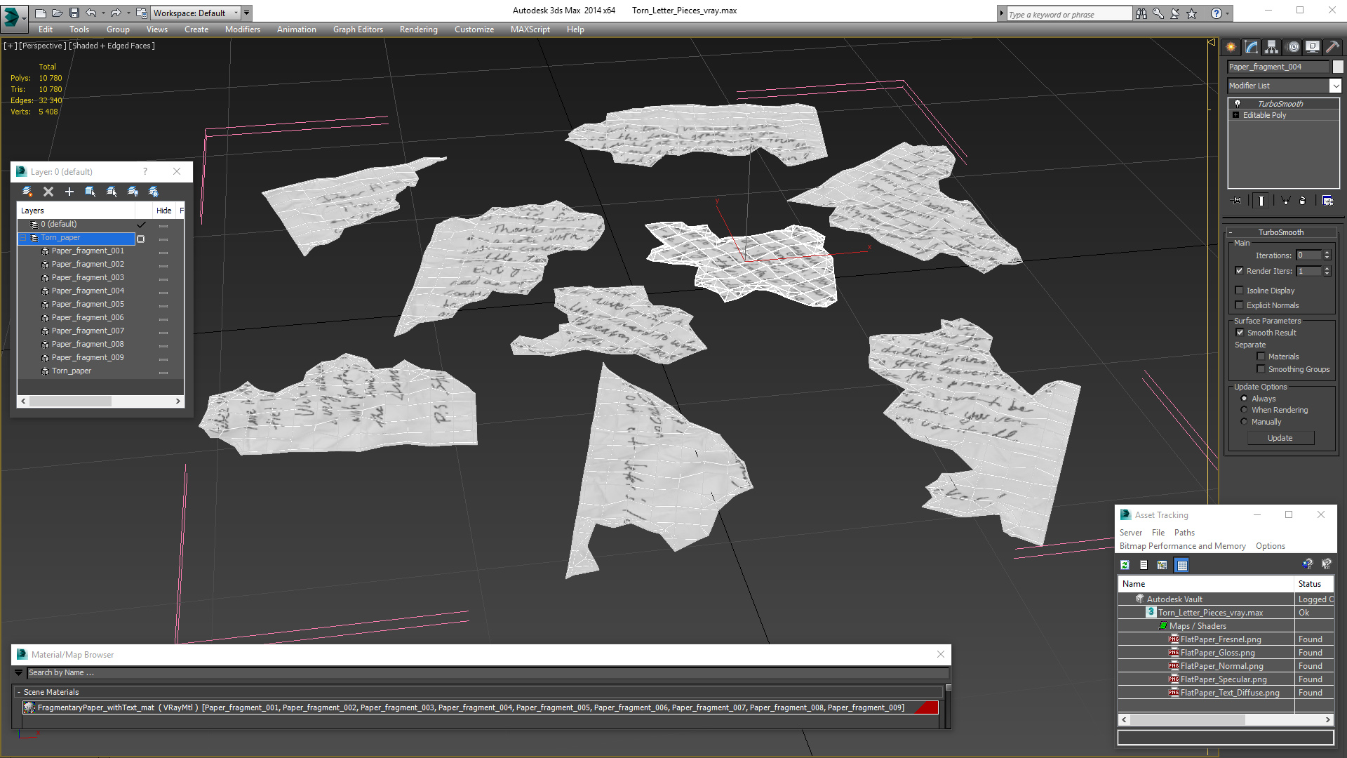 3D Torn Letter Pieces model