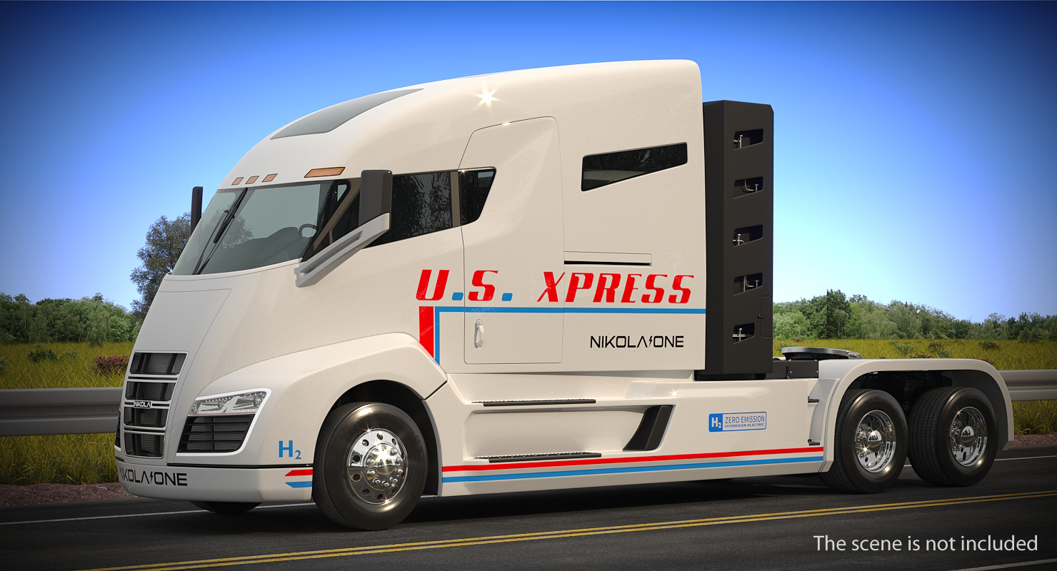 Nikola One Electric Semi Truck Rigged 3D