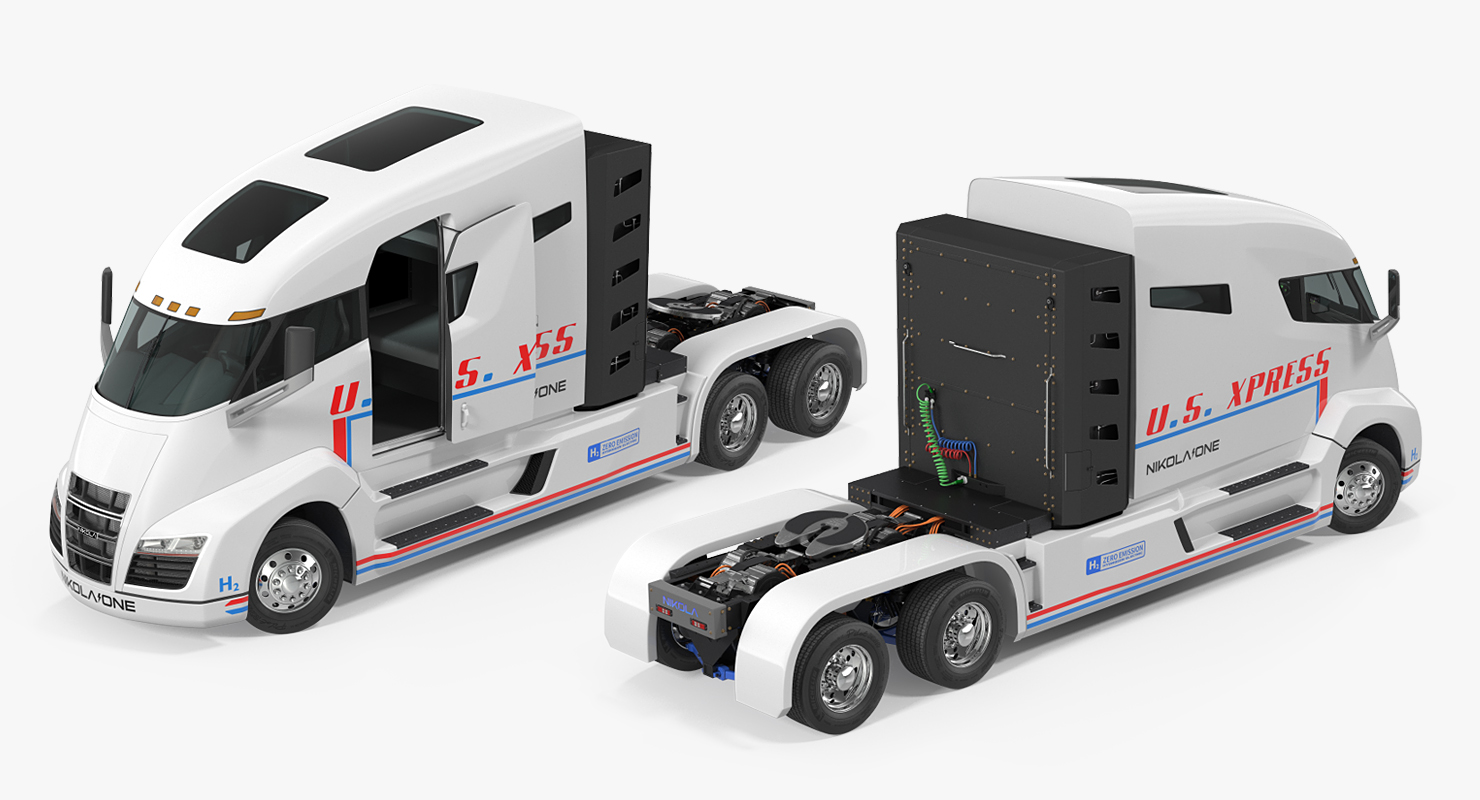 Nikola One Electric Semi Truck Rigged 3D