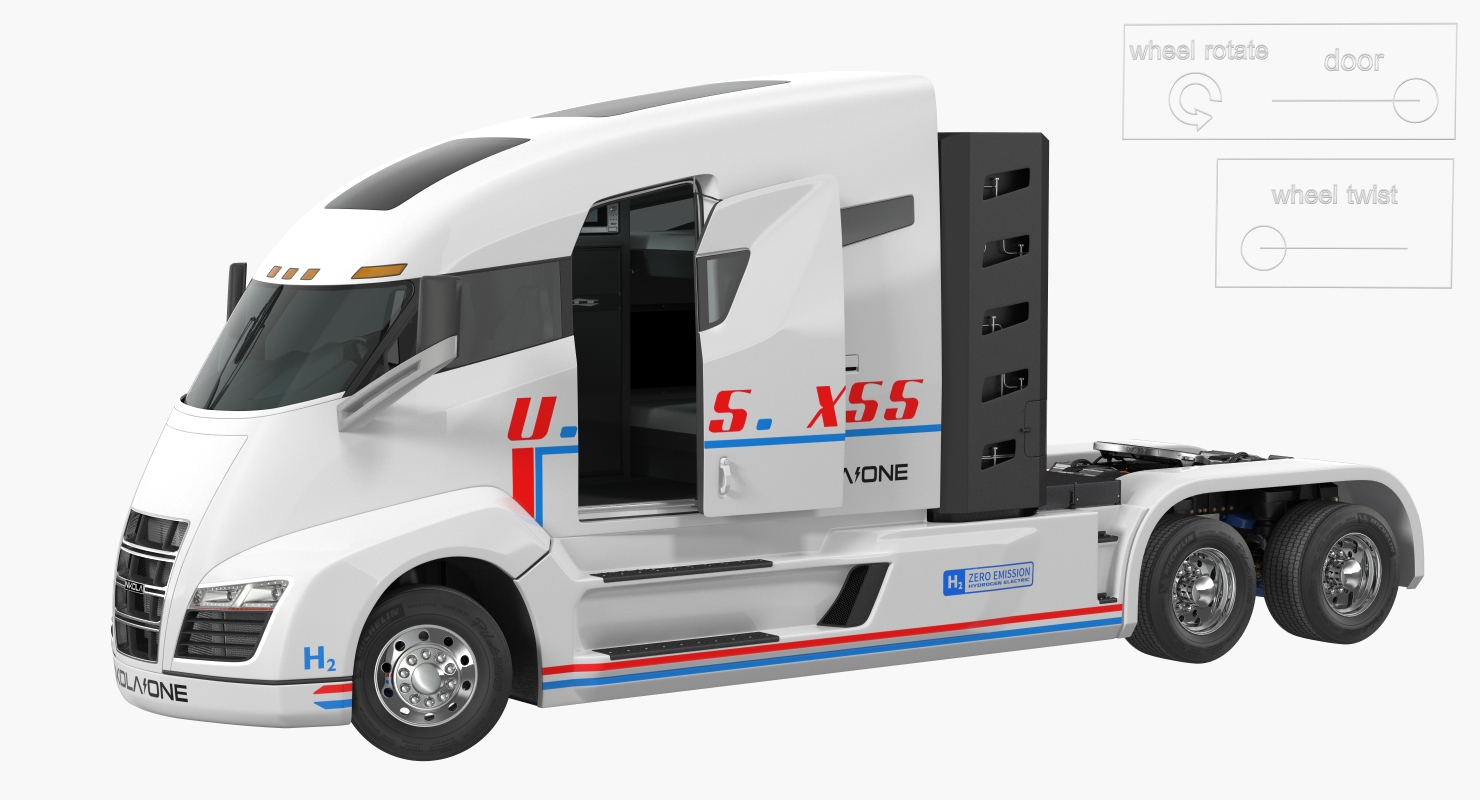 Nikola One Electric Semi Truck Rigged 3D