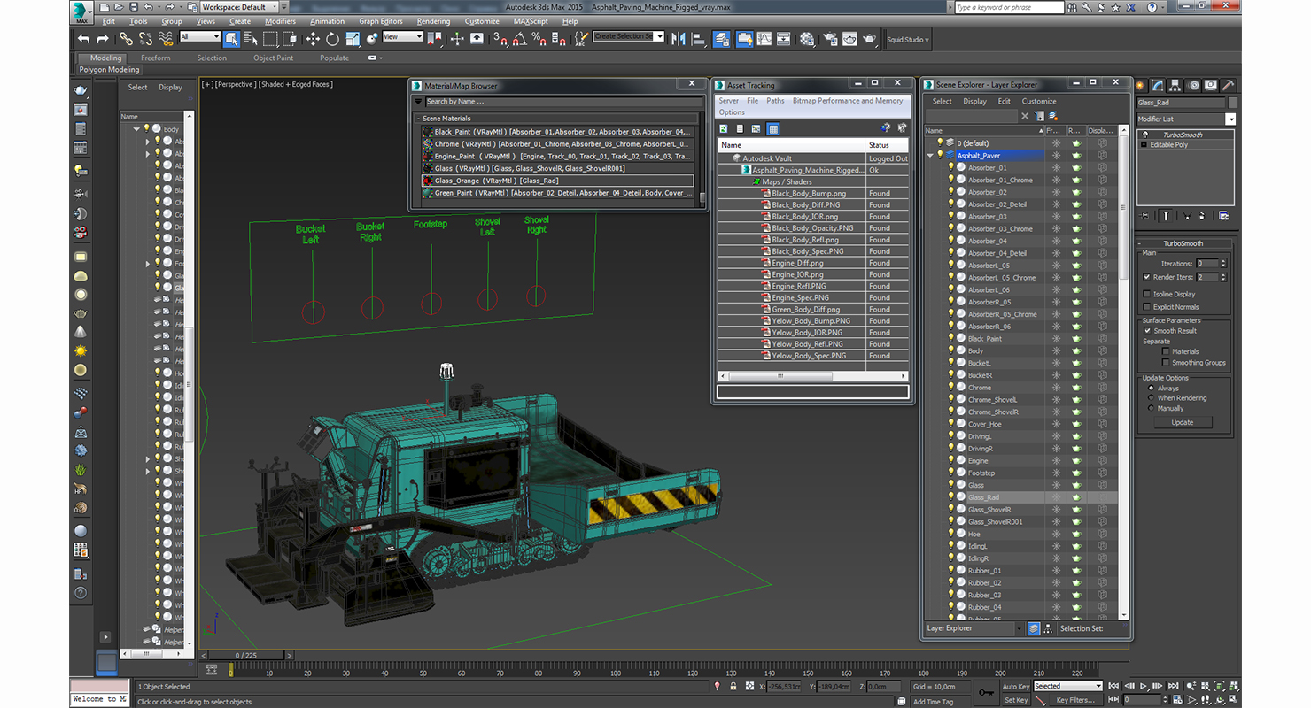 Asphalt Paving Machine Rigged 3D model
