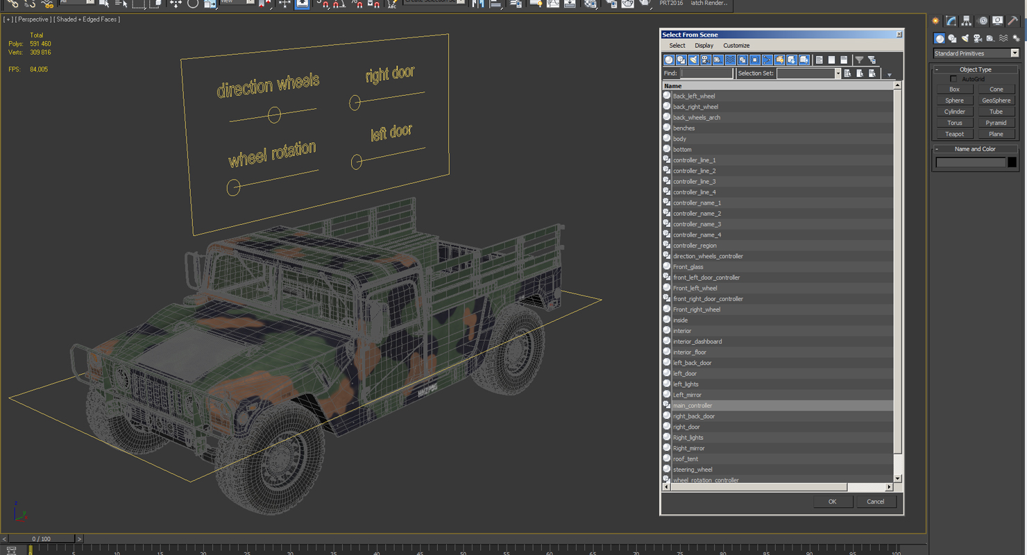 Cargo Troop Carrier Car HMMWV m1038 Rigged Camo 3D