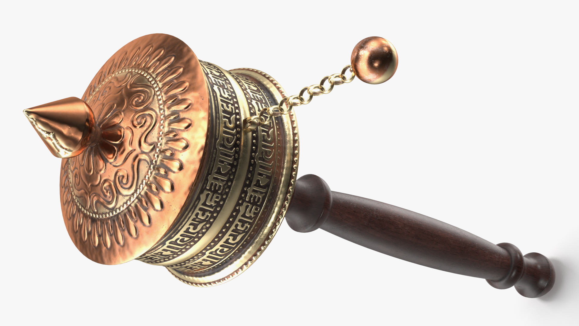 Copper Hand Held Prayer Wheel 3D model