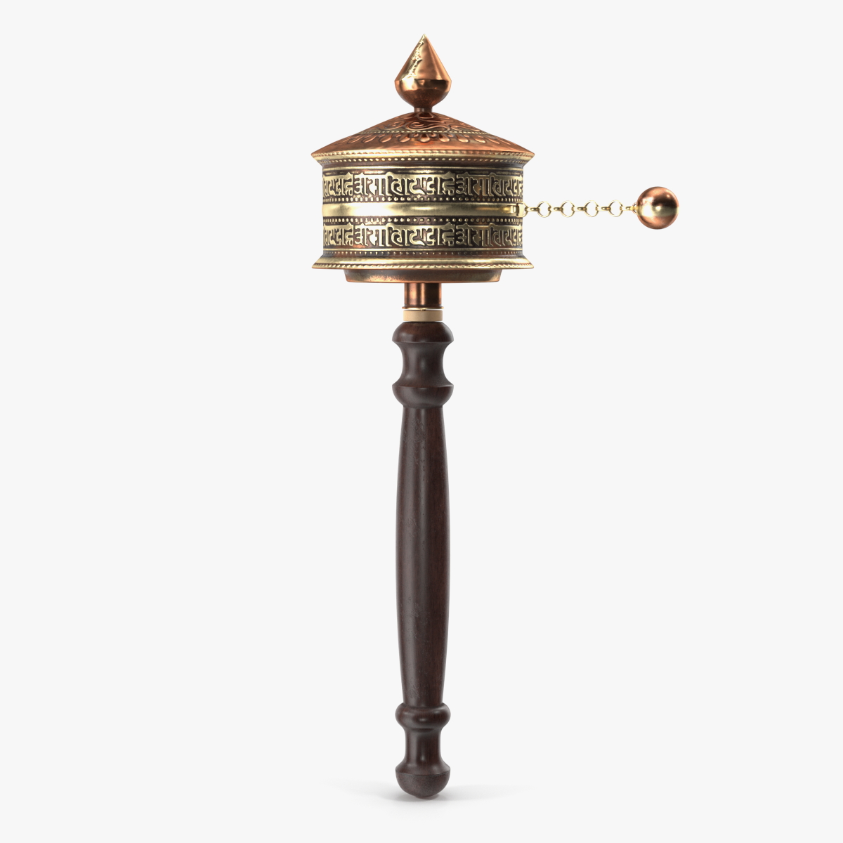 Copper Hand Held Prayer Wheel, view 4