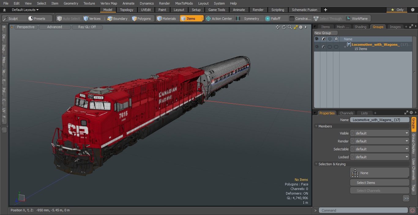 Locomotive with Wagons 3D